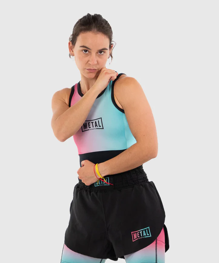 Brassière de Sport Pour Femmes Metal Boxe Miami Vice - Rose/Turquoise