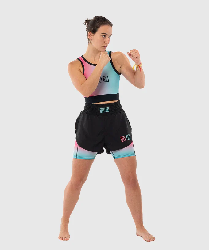 Brassière de Sport Pour Femmes Metal Boxe Miami Vice - Rose/Turquoise - Image 3