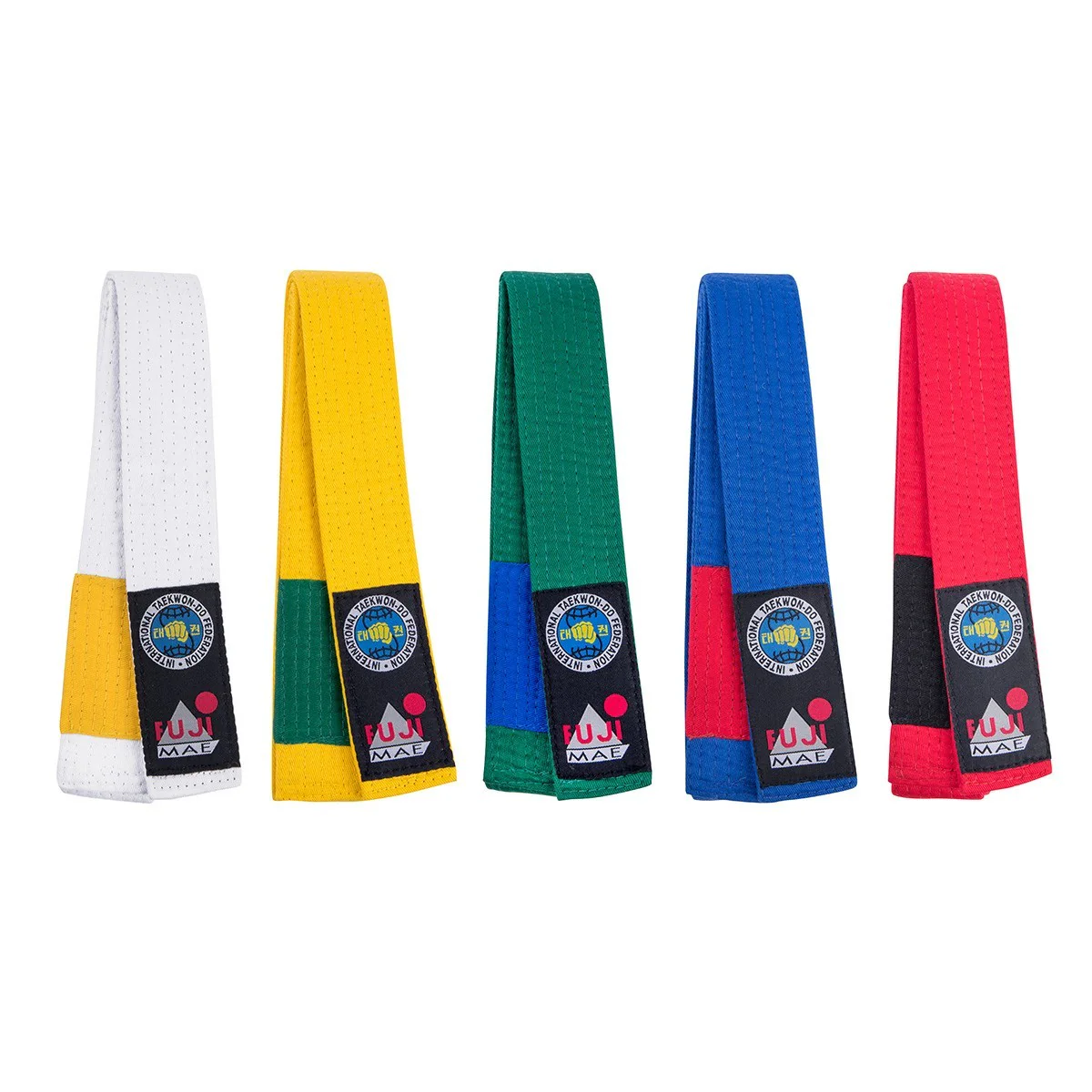 Ceinture de Taekwondo ITF Bicolore FUJIMAE - Vert/Bleu - Image 3