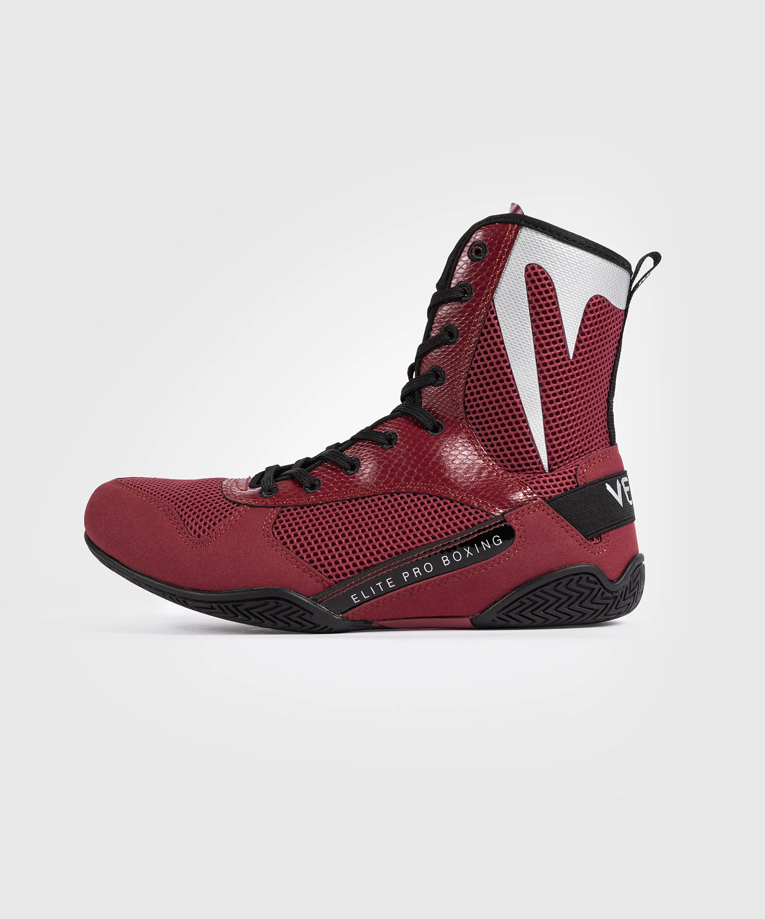 Chaussures de boxe Venum Elite - Bordeaux/Argent - Image 2