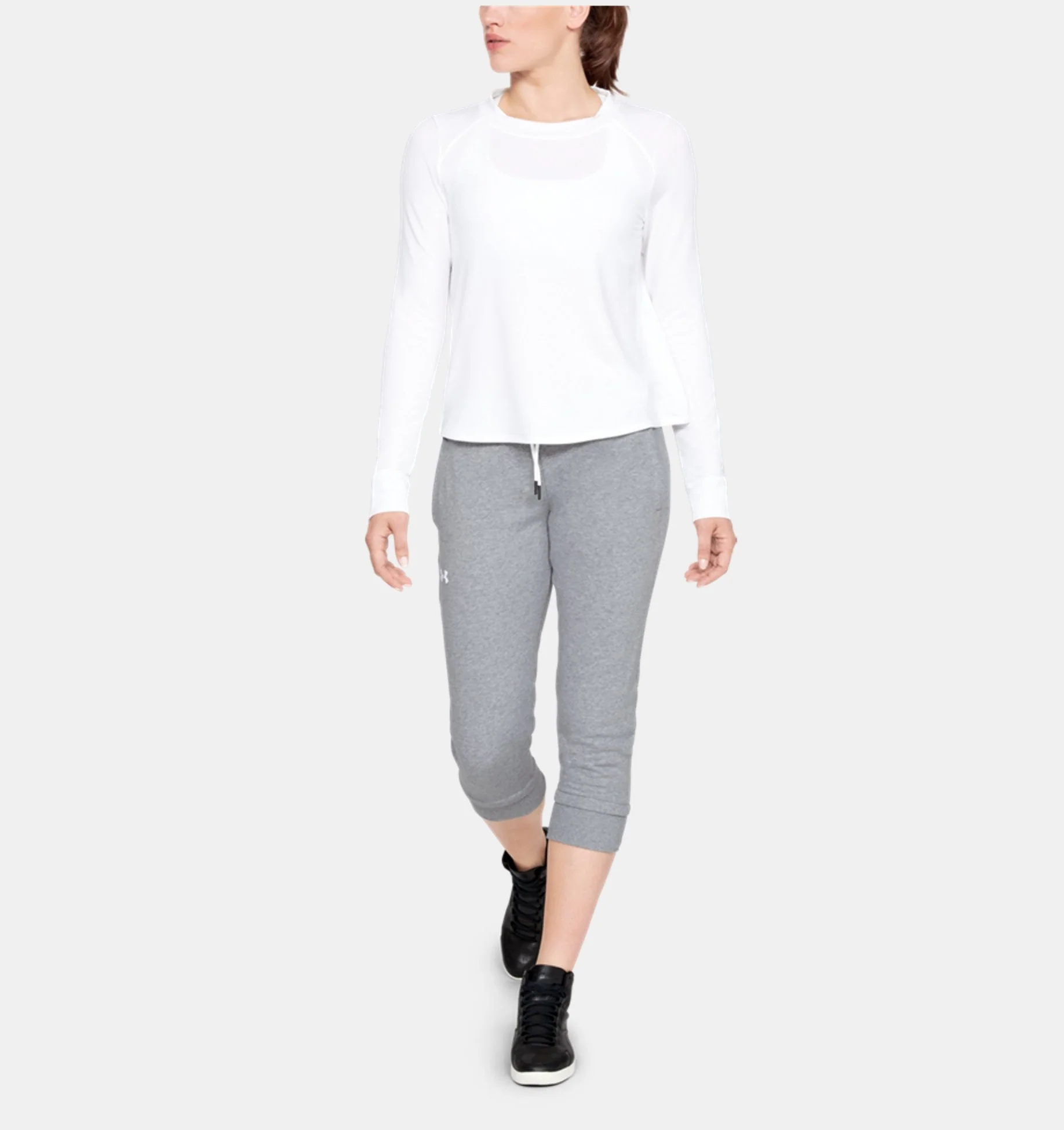 Corsaire Femme Under Armour Fleece Slim Leg - Gris - Image 3