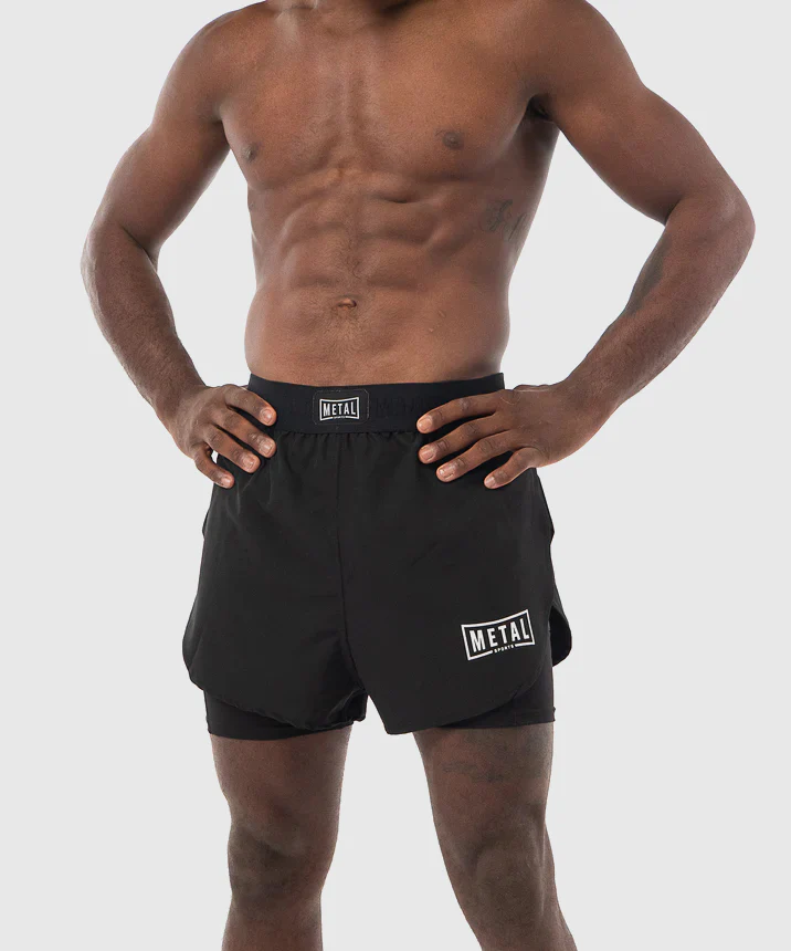 Short de MMA 2 En 1 Metal Boxe - Noir - Image 4