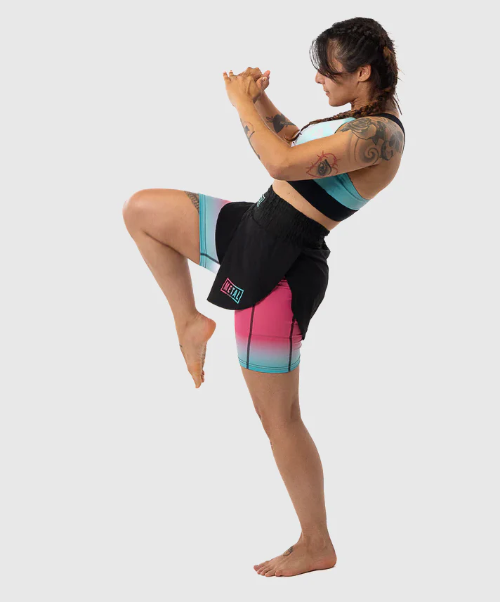 Short de MMA 2 En 1 Pour Femme Metal Boxe Miami - Noir - Image 2