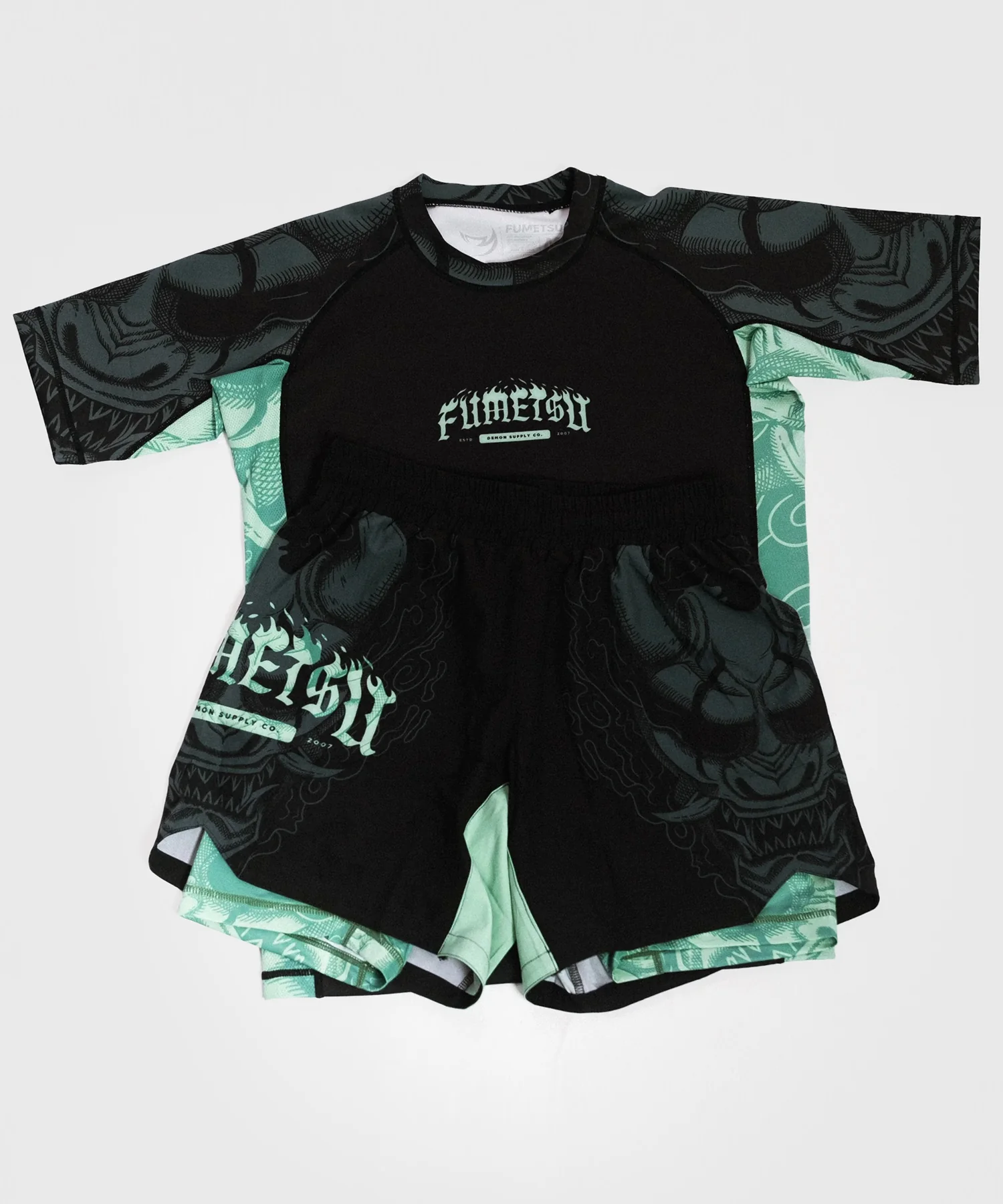 Short de MMA Fumetsu Dual Layer Oni - Noir/Bleu/Vert - Image 4