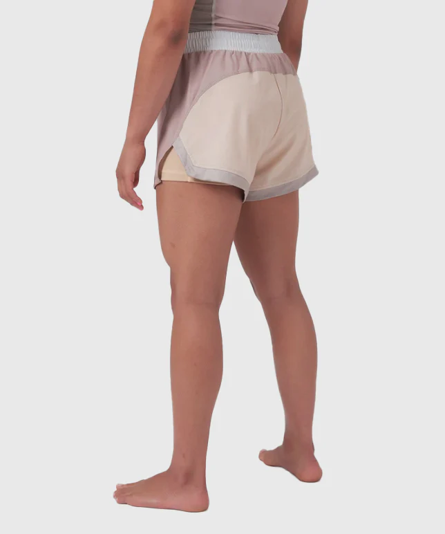 Short de MMA Pour Femme Kingz Hybrid - Beige/Rose - Image 2