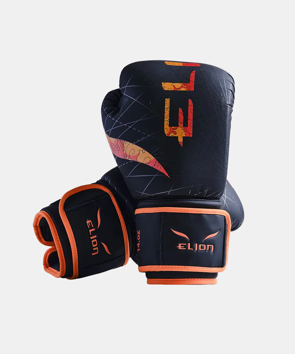 Gants de Boxe Elion X One Piece Ace - Noir/Orange