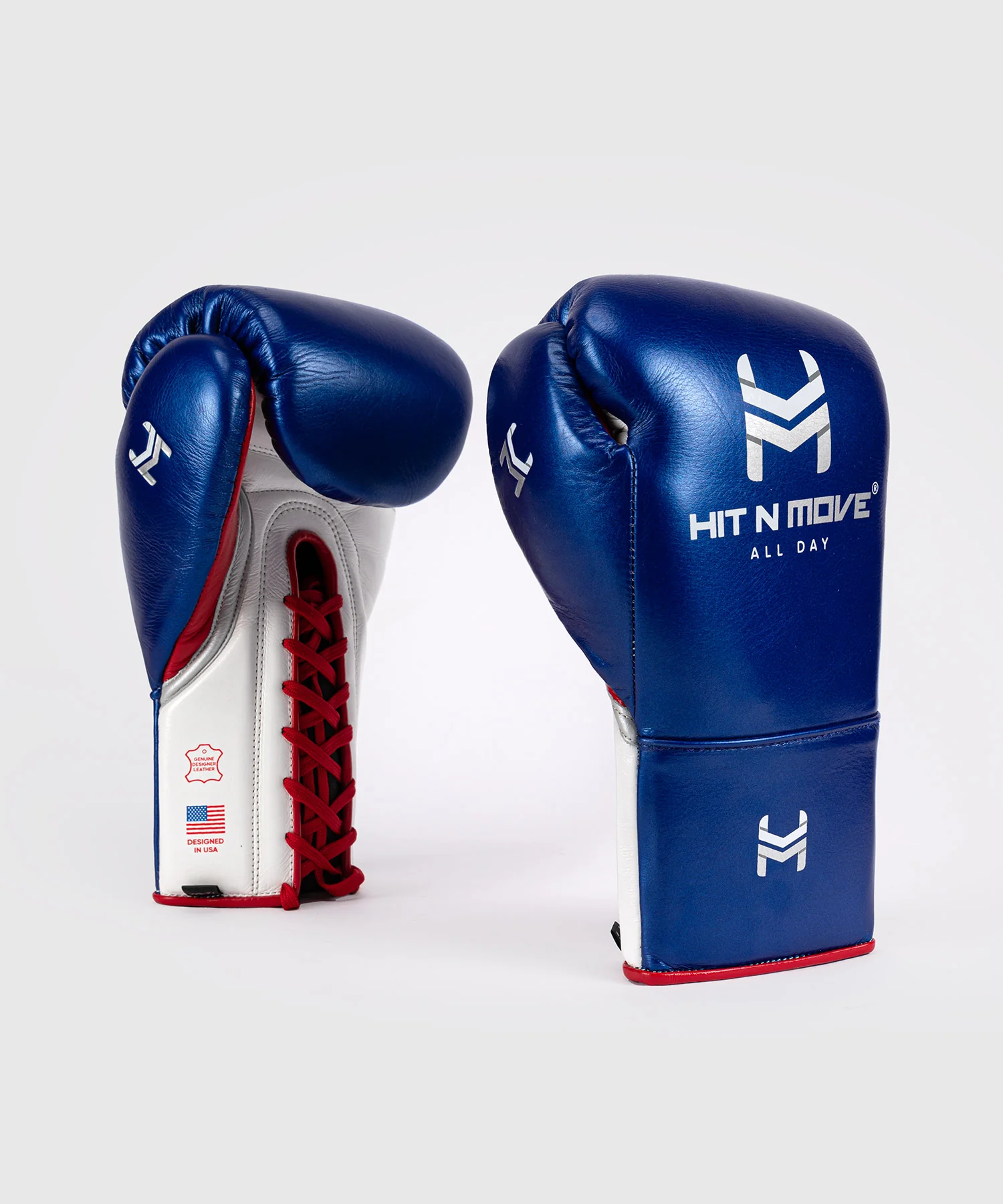 Gants de Boxe Avec Lacets Hit N Move All Day® Pro Agility - Bleu/Blanc/Rouge - Image 2