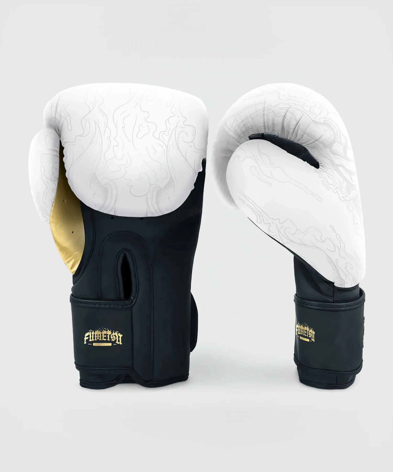 Gants de Boxe Fumetsu Oni - Blanc/Noir/Or - Image 2