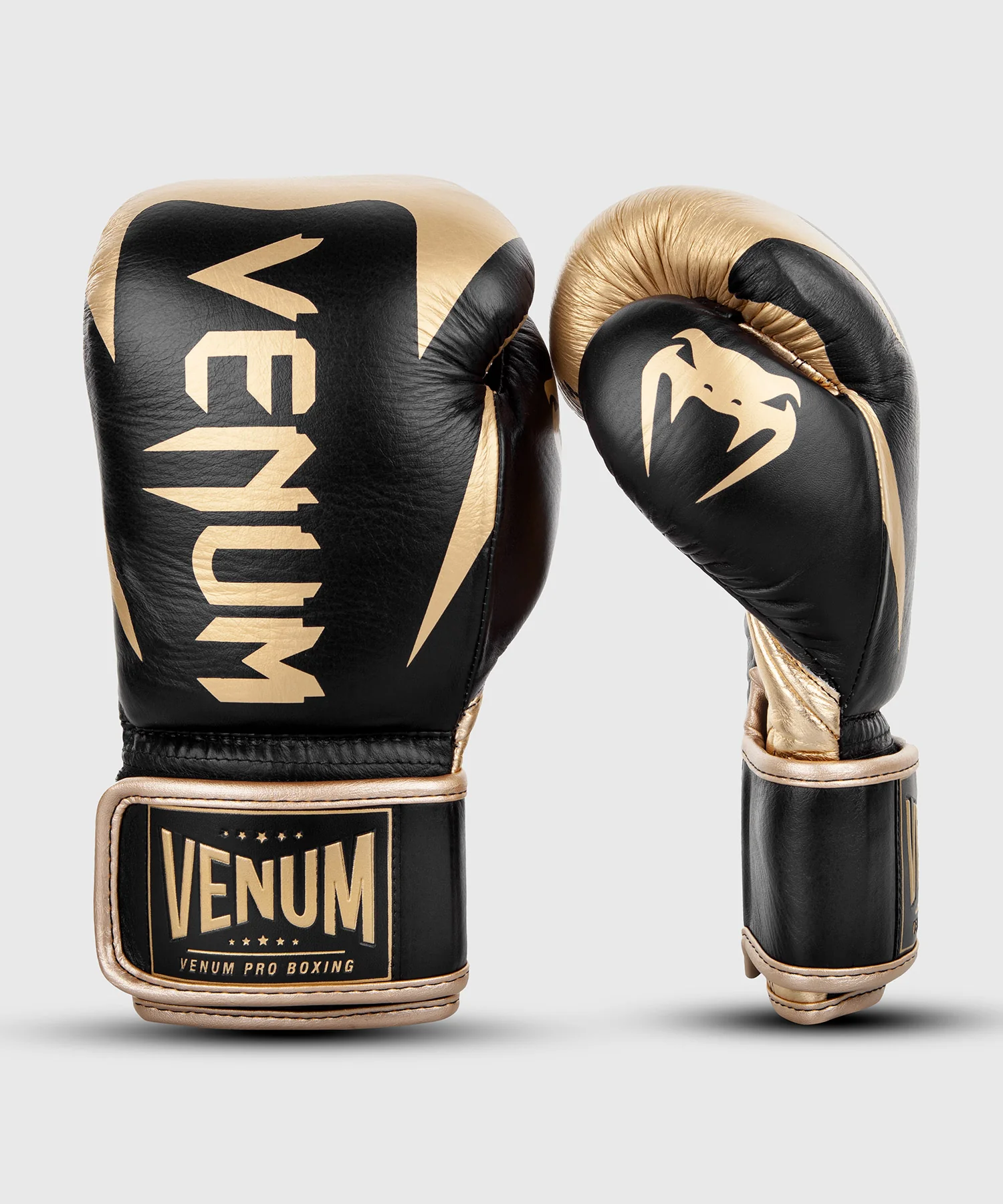 Gants de boxe Venum Hammer Pro avec velcro - Noir/Or
