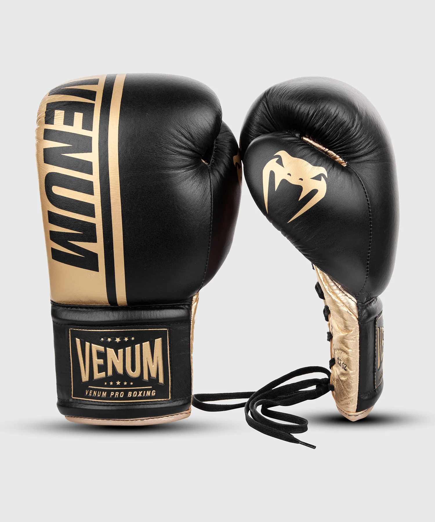 Gants de boxe pro Venum Shield avec Lacets - Noir/Or