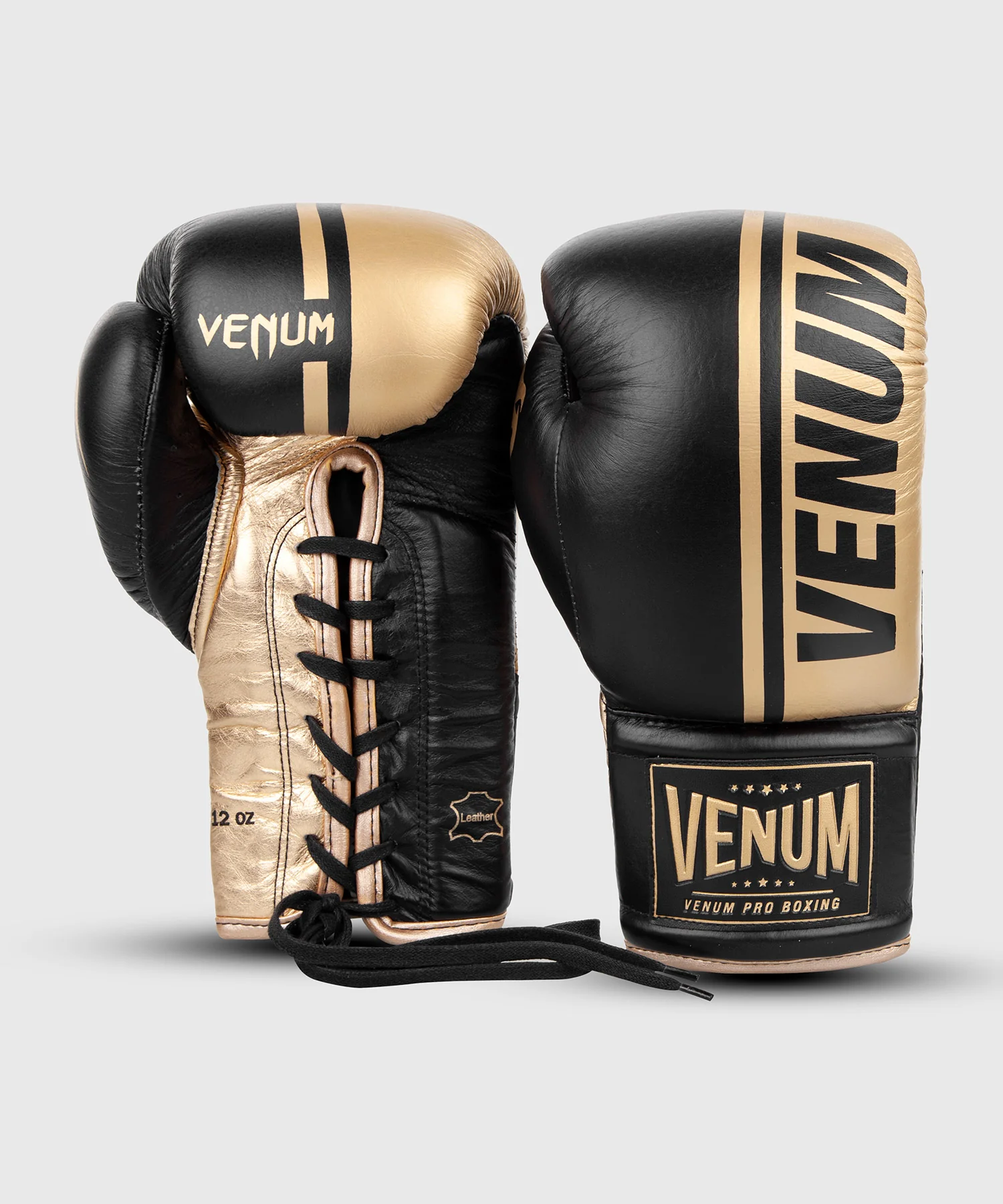 Gants de boxe pro Venum Shield avec Lacets - Noir/Or - Image 3