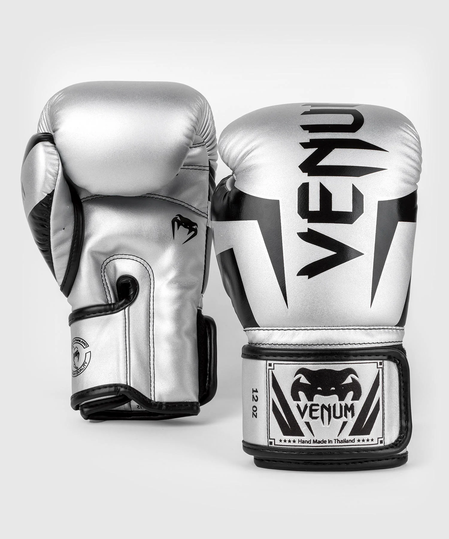 Gants de boxe Venum Elite - Argent/Noir - Image 3