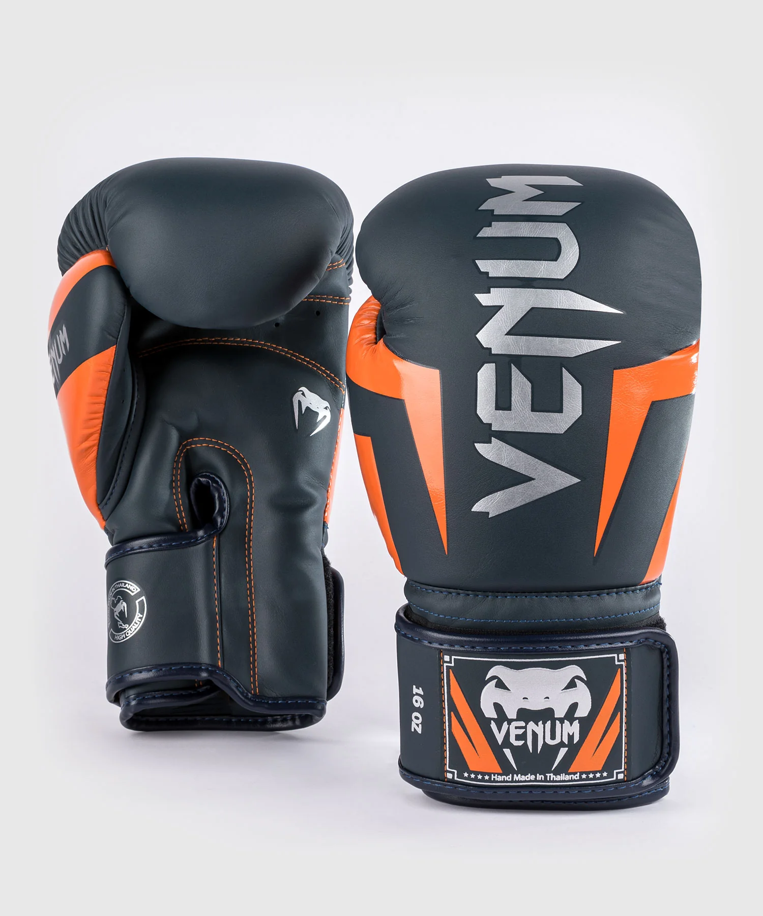 Gants de Boxe Venum Elite - Bleu Marine/Argent/Orange