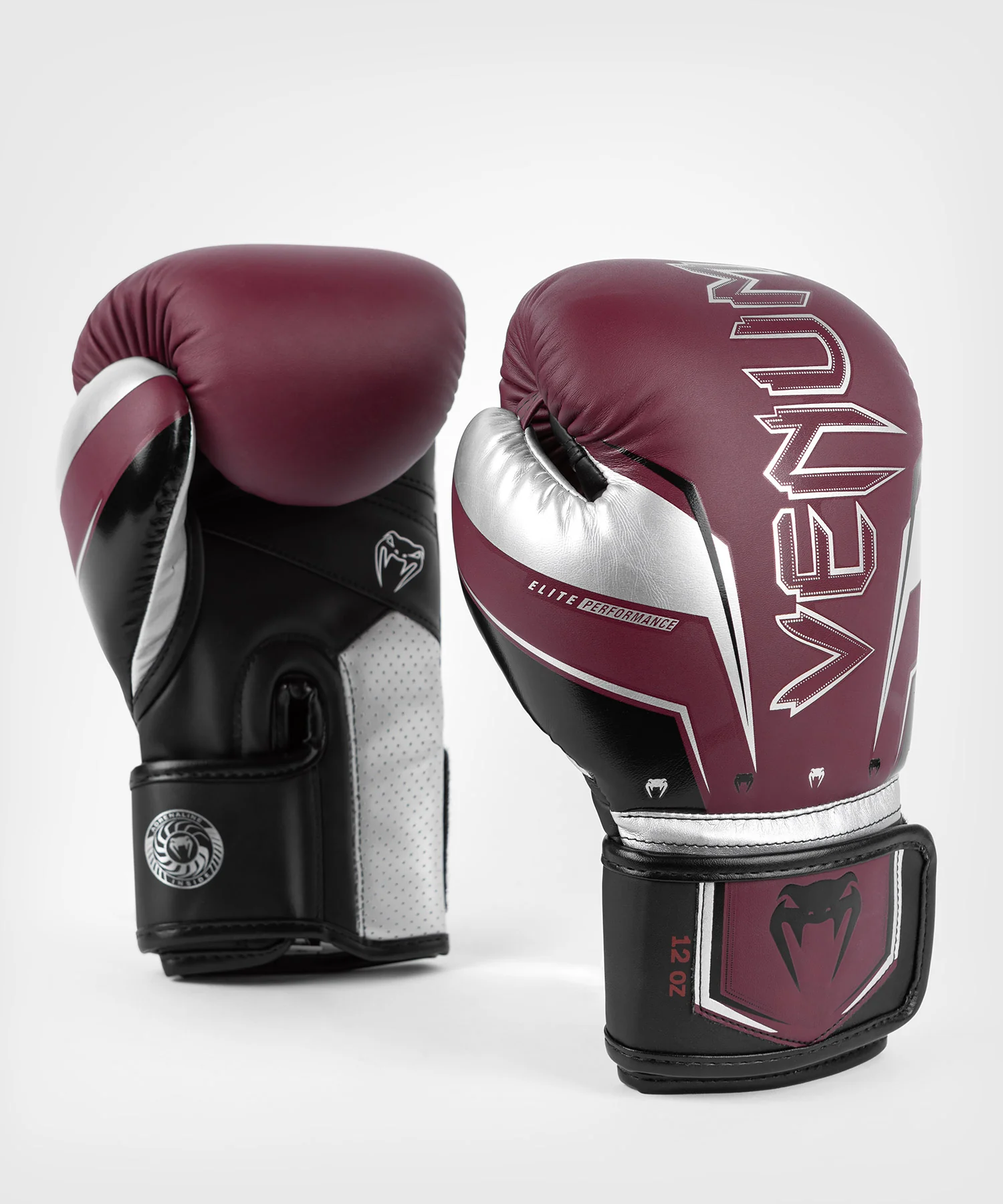 Gants de Boxe Venum Elite Evo - Rouge Bordeaux/Argent - Image 2