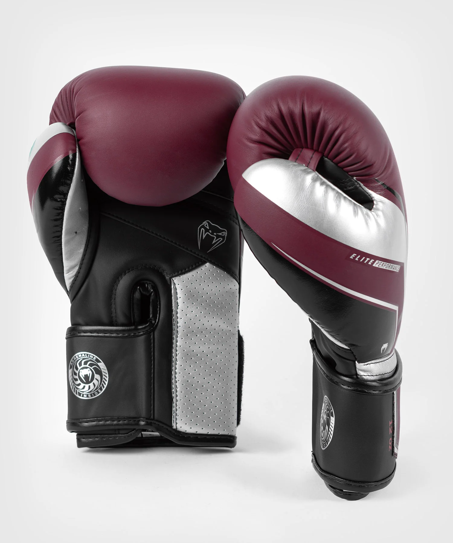 Gants de Boxe Venum Elite Evo - Rouge Bordeaux/Argent - Image 3