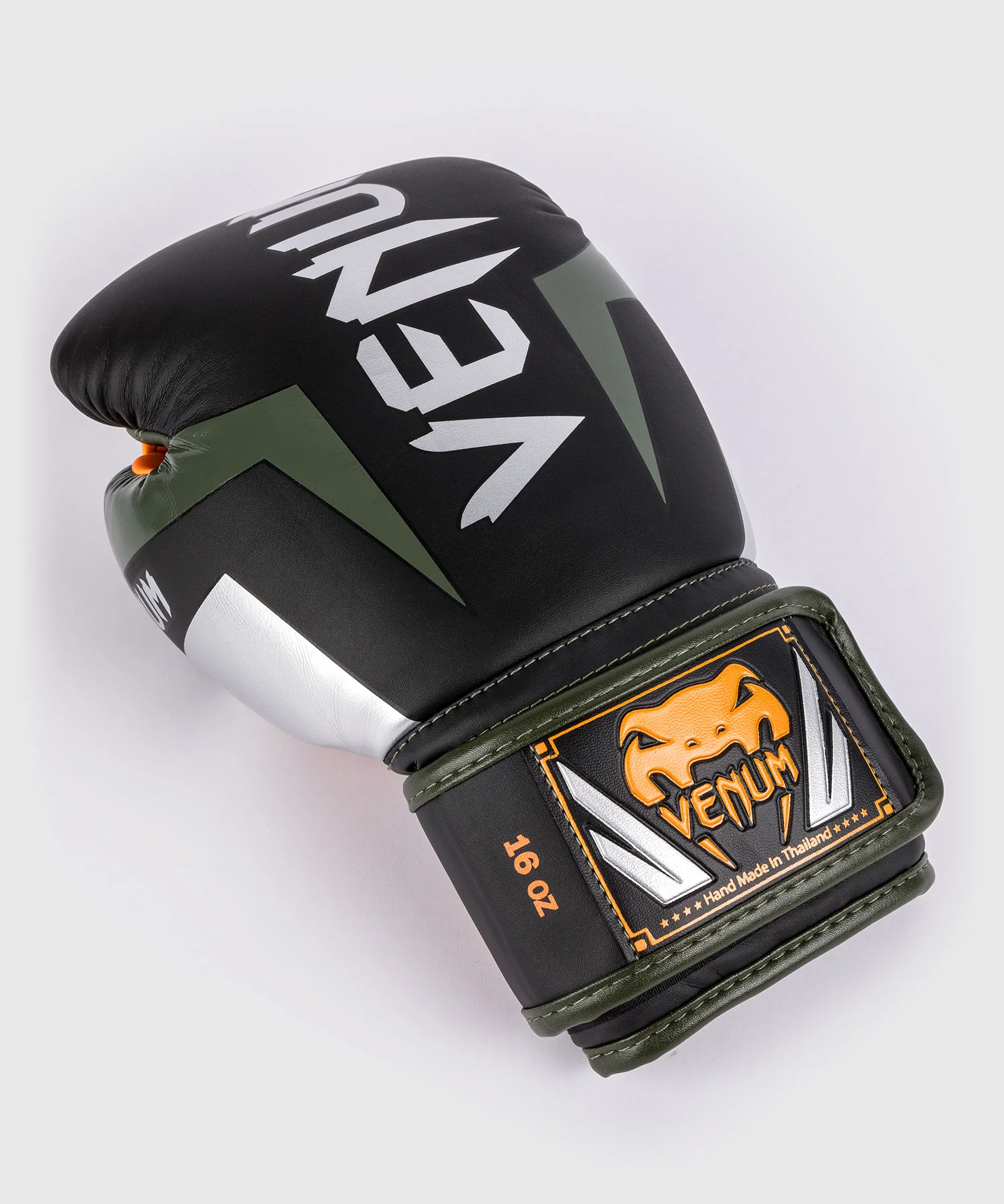Gants de boxe Venum Elite - Noir/Argent/Kaki - Image 4