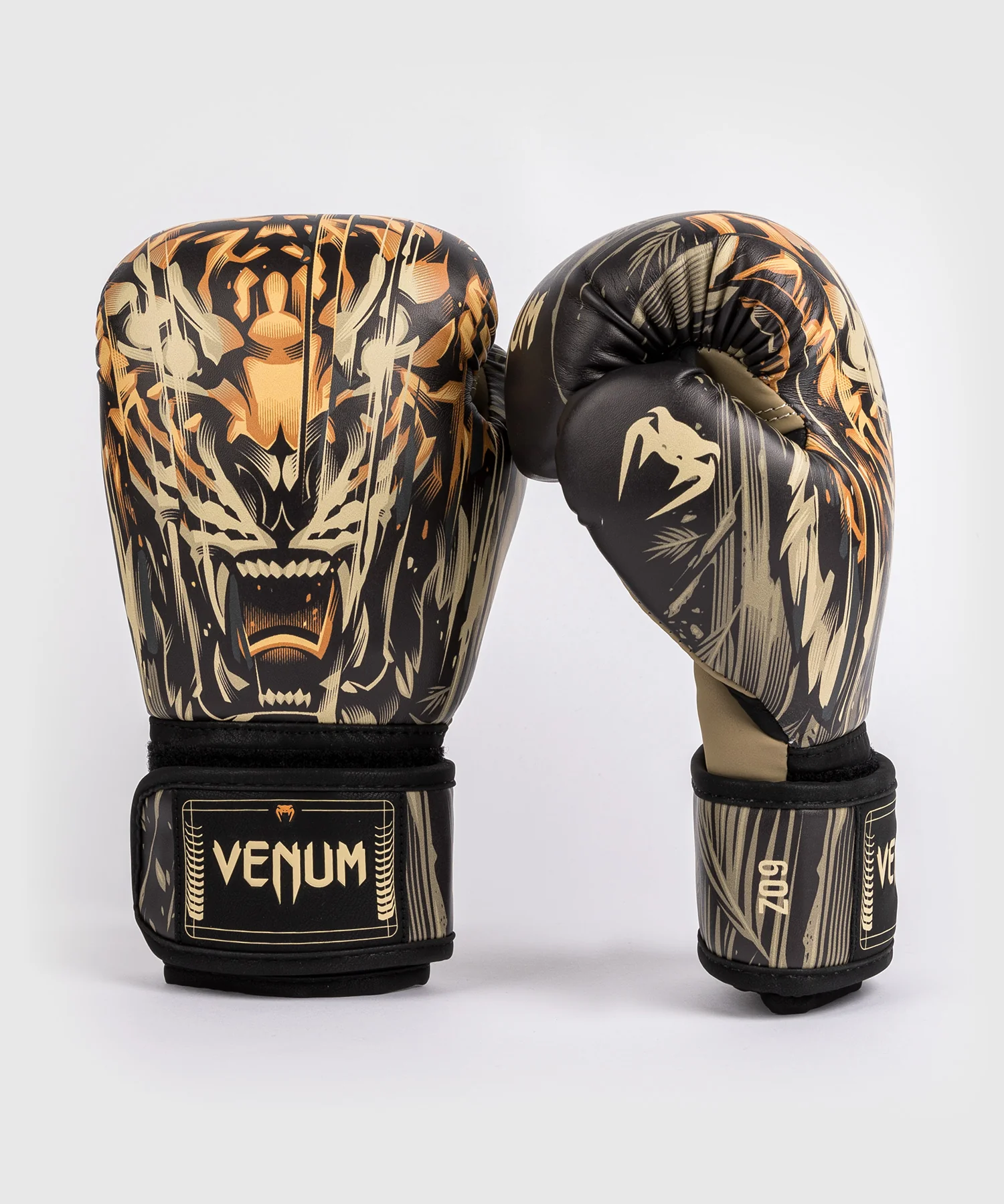 Gants de Boxe Venum Tiger pour Enfants - Noir/Orange Néon - Image 3