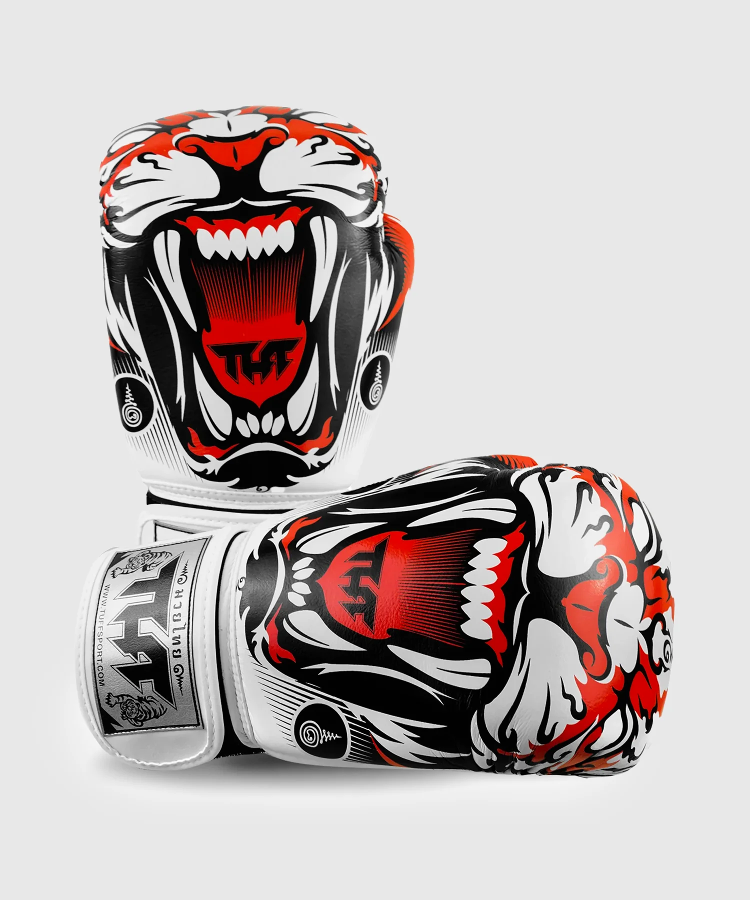 Gants de Boxe Short de Muay Thai Tuff En Cuir Tiger - Blanc - Image 2