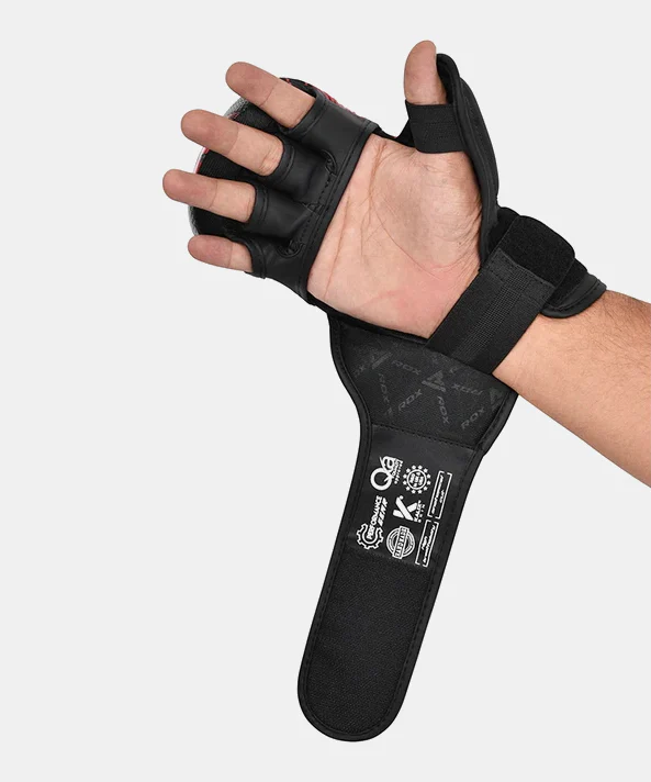 Gants de sparring MMA RDX - Approuvé IMMAF - Noir/Rouge - Image 4