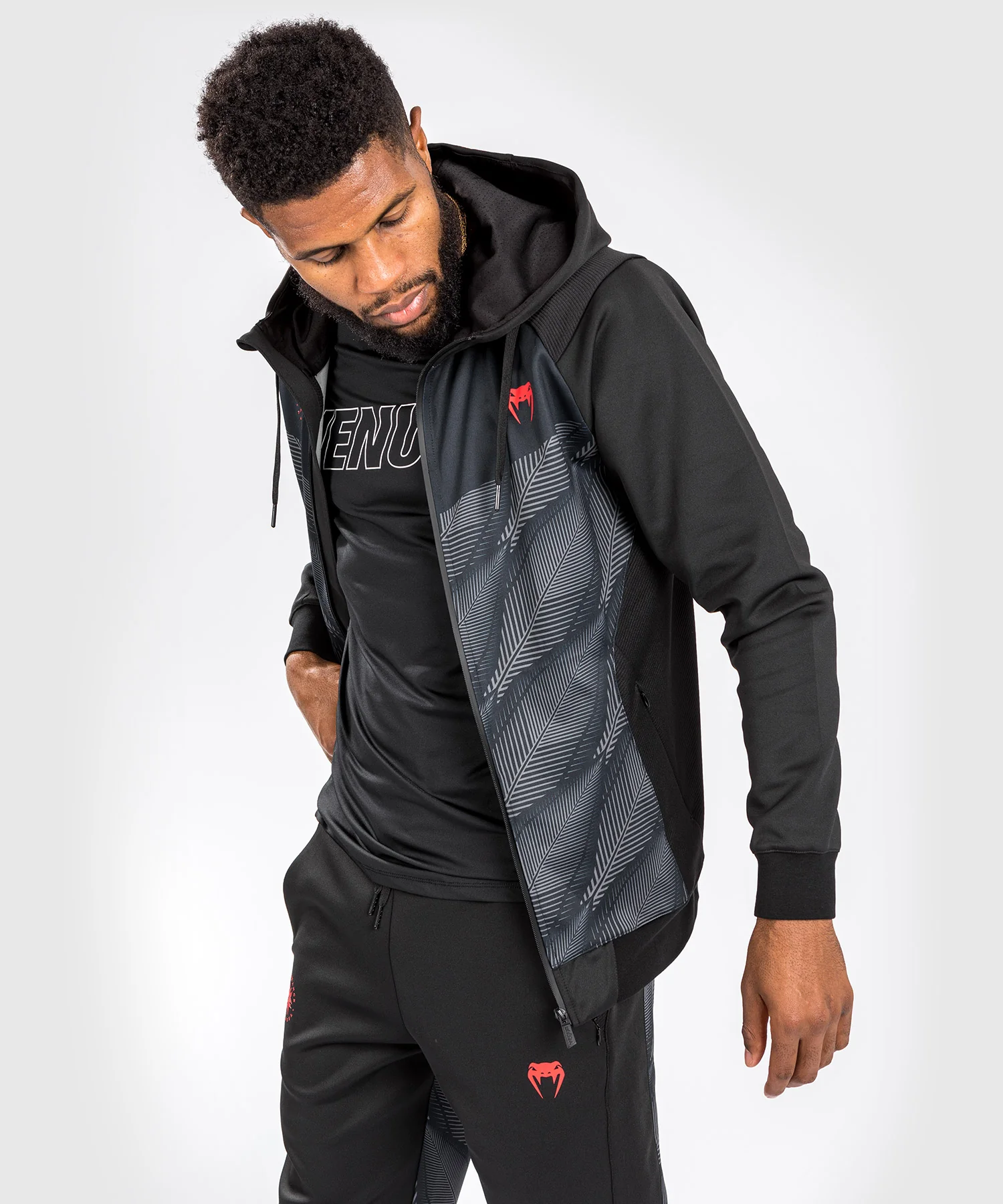 Hoodie zippé à capuche Venum Phantom - Noir/Rouge - Image 3