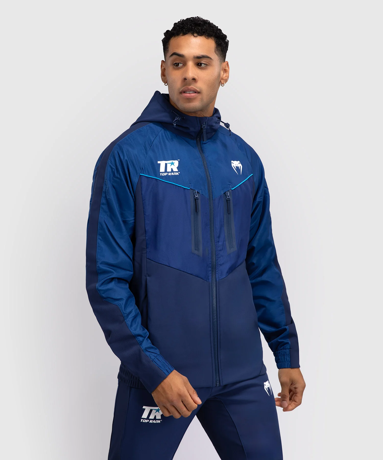 Hoodie Zippé Intégral Venum x Top Rank Original pour Hommes - Bleu Marine - Image 2