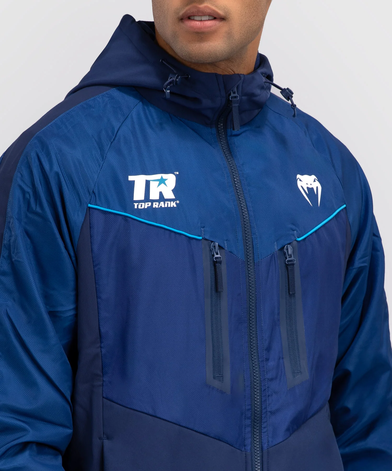 Hoodie Zippé Intégral Venum x Top Rank Original pour Hommes - Bleu Marine - Image 5
