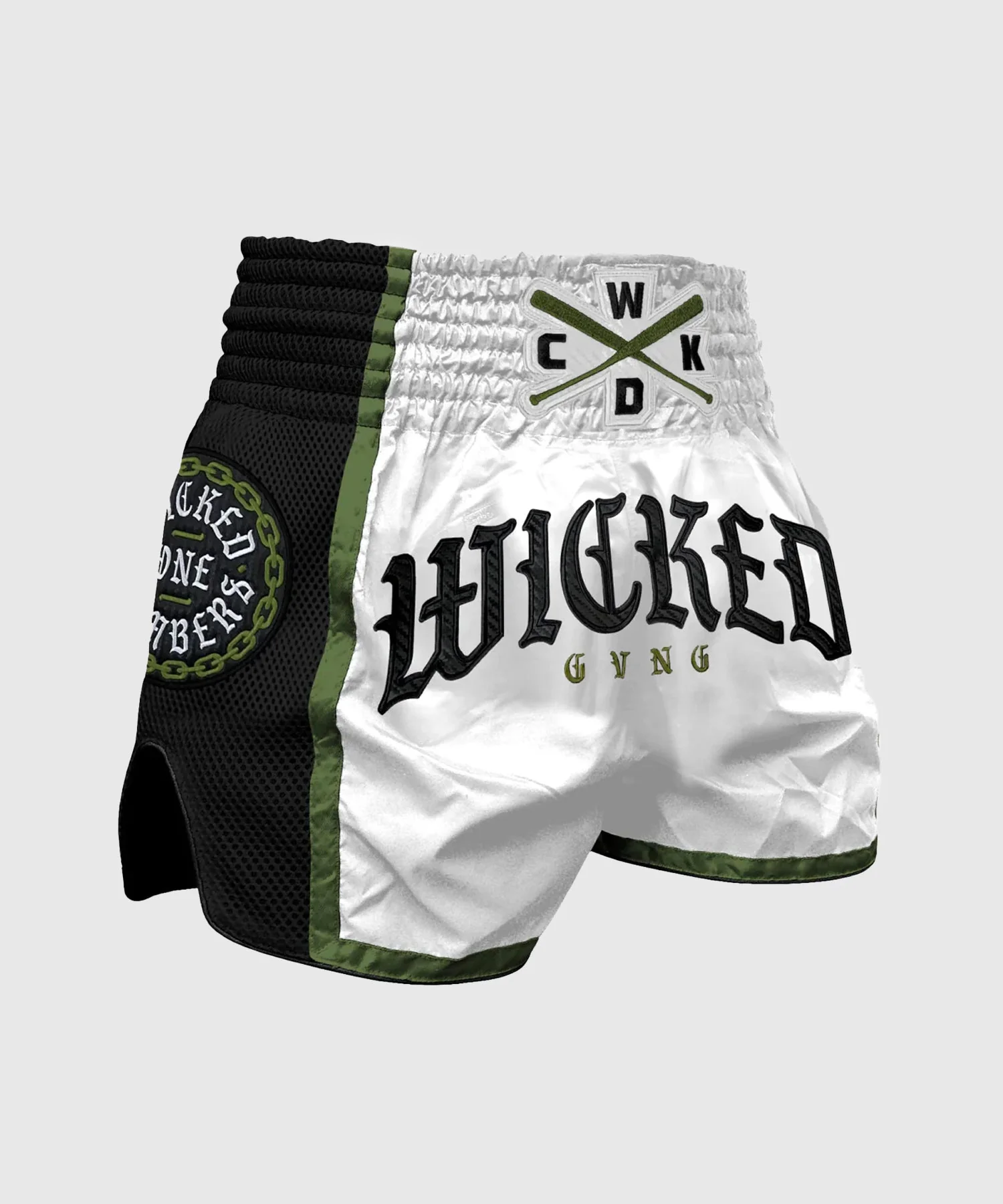 Short de Muay Thai Wicked One Brotherhood - Blanc/Vert