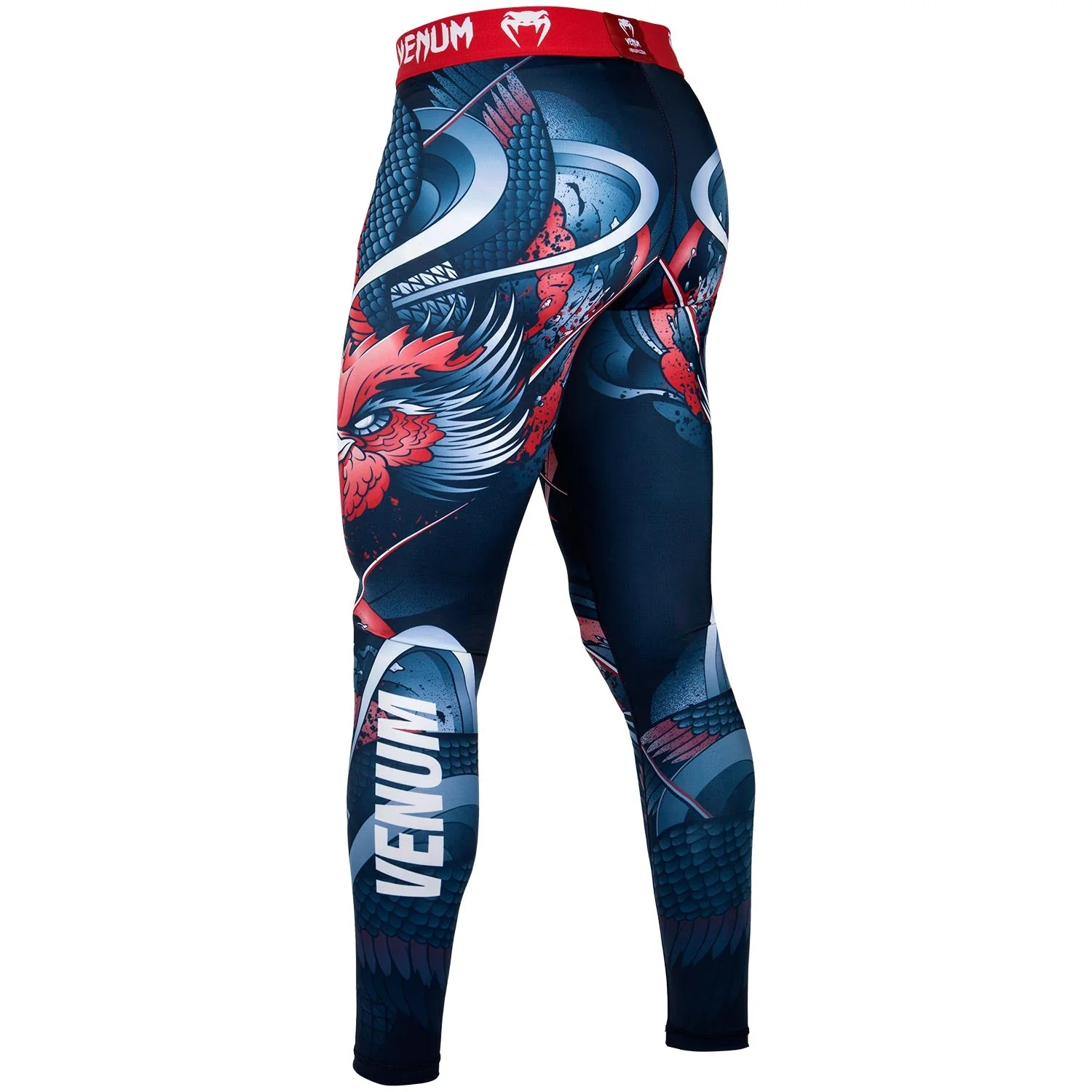 Pantalon de Compression Venum Rooster - Bleu Marine/Orange - Image 3