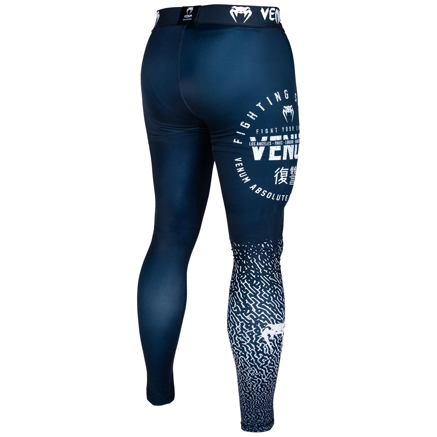 Pantalon de Compression Venum Signature - Bleu Marine/Blanc - Image 4