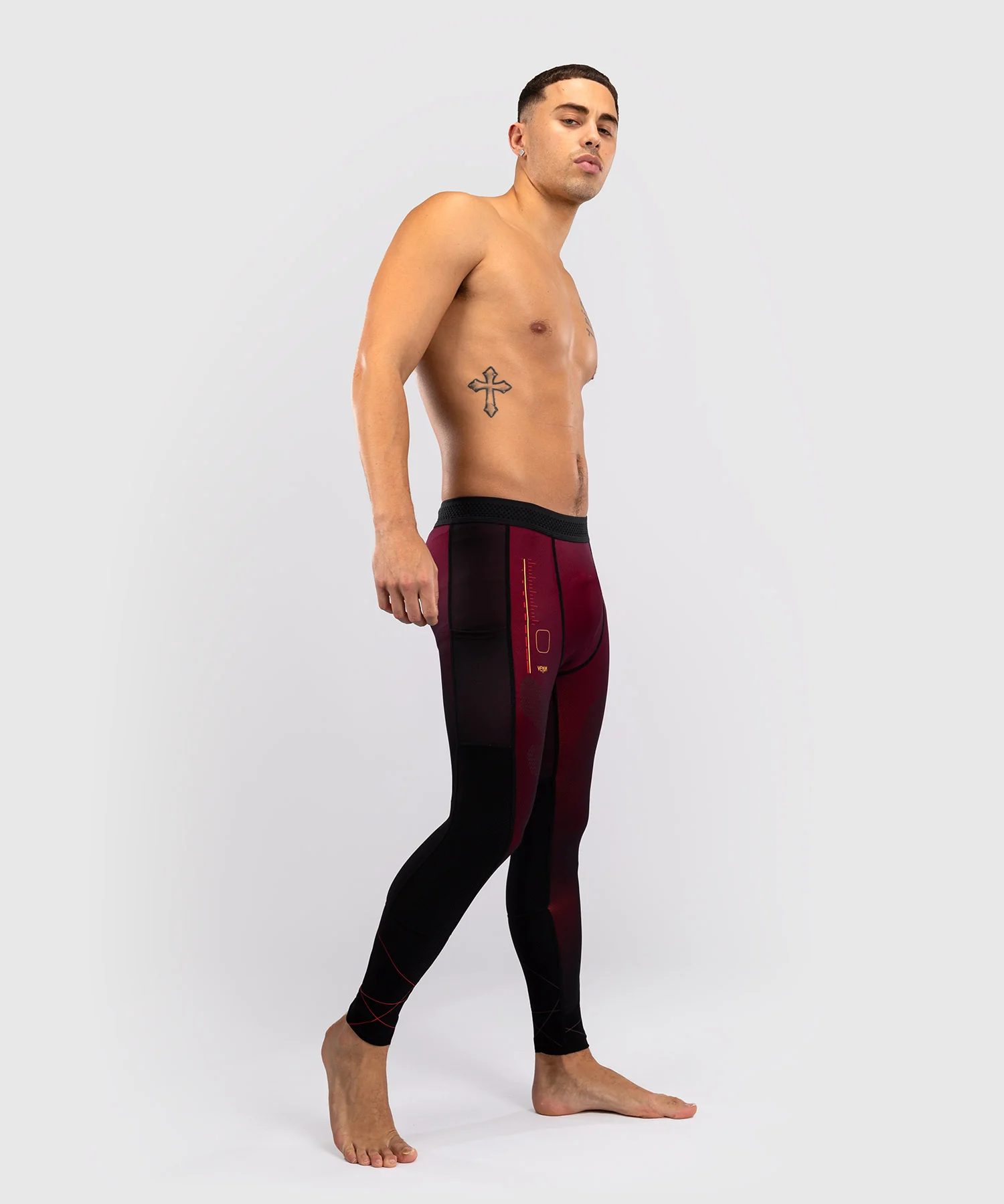 Pantalon de Compression Venum Tactical XT- Noir/Bordeaux/Or - Image 5