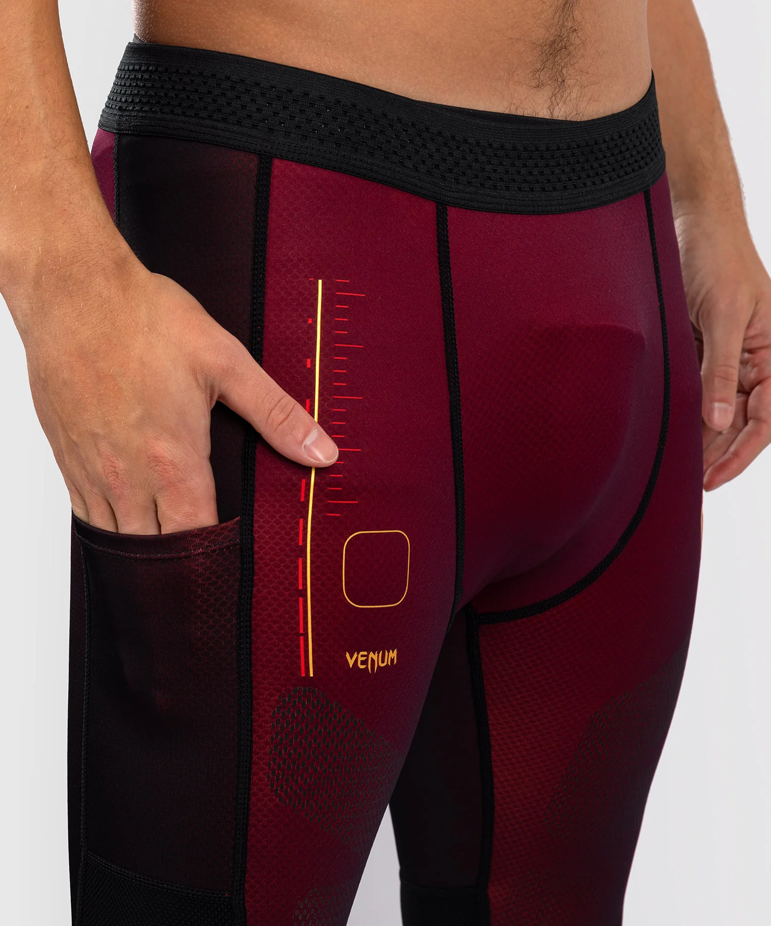 Pantalon de Compression Venum Tactical XT- Noir/Bordeaux/Or - Image 7