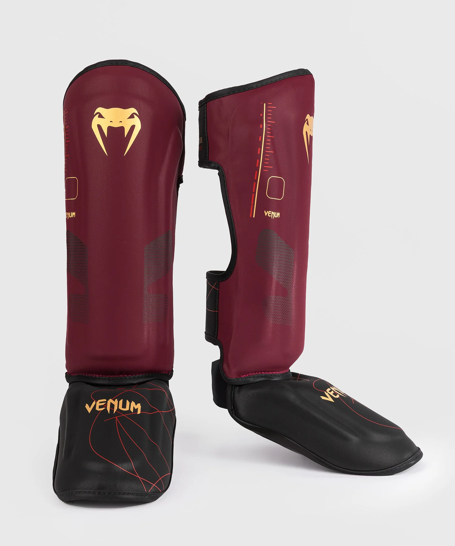 Protège-Tibias Venum Tactical XT- Noir/Bordeaux/Or - Image 2