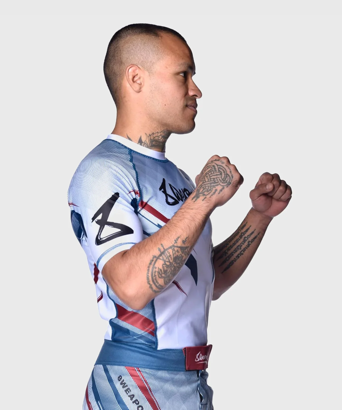 Rashguard À Manches Courtes 8 Weapons Shift - Blanc/Bleu/Rouge - Image 4