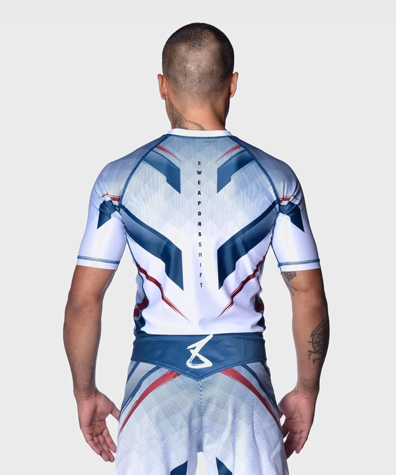 Rashguard À Manches Courtes 8 Weapons Shift - Blanc/Bleu/Rouge - Image 5