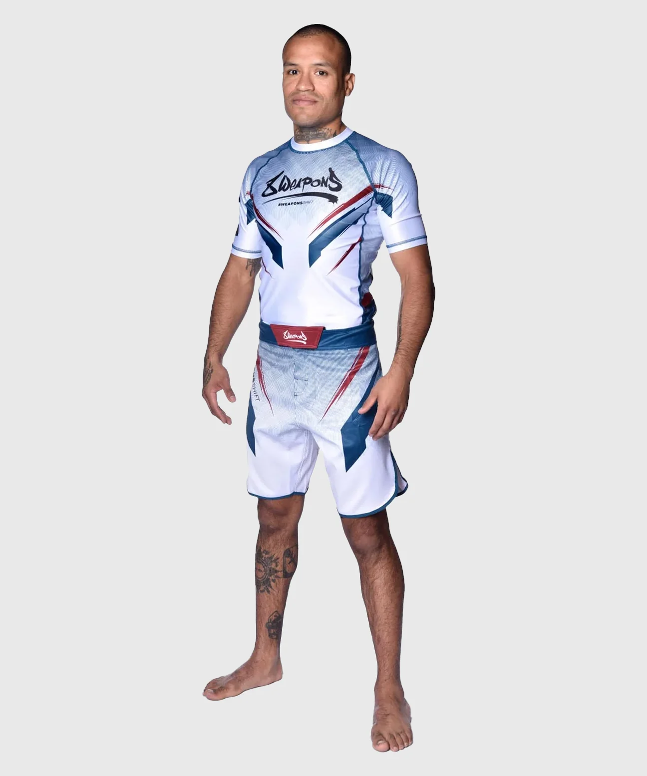 Rashguard À Manches Courtes 8 Weapons Shift - Blanc/Bleu/Rouge - Image 7