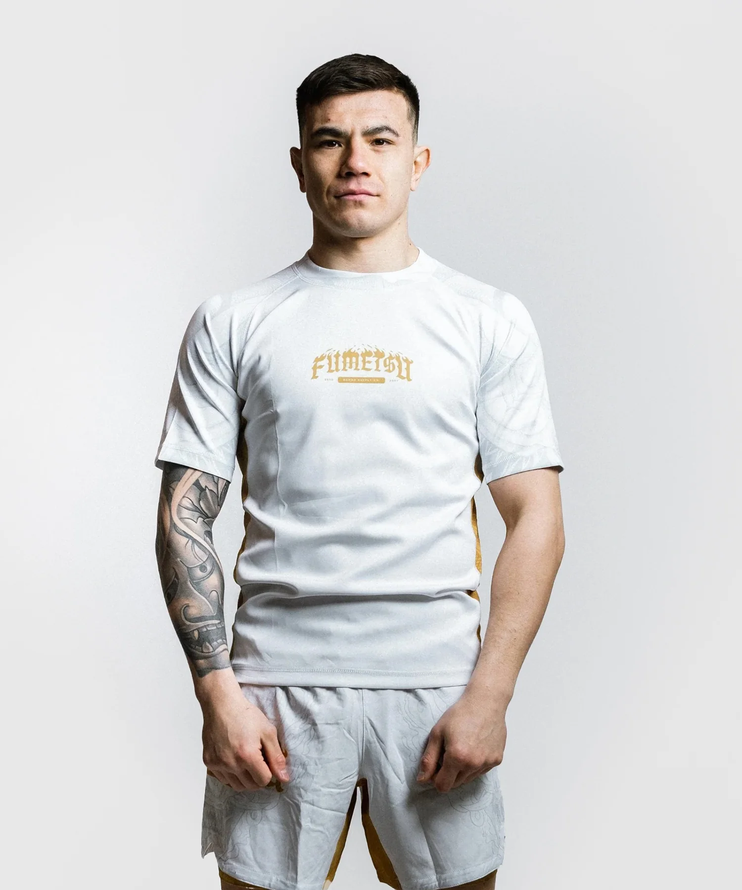 Rashguard À Manches Courtes Fumetsu Oni - Blanc/Or/Gris