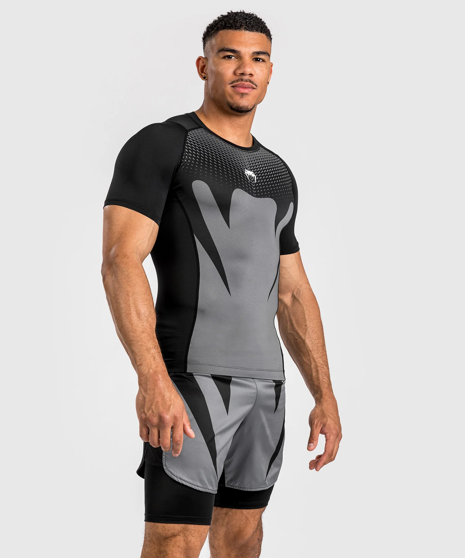 Rashguard à Manches courtes pour Hommes Venum Attack - Noir/Gris - Image 2