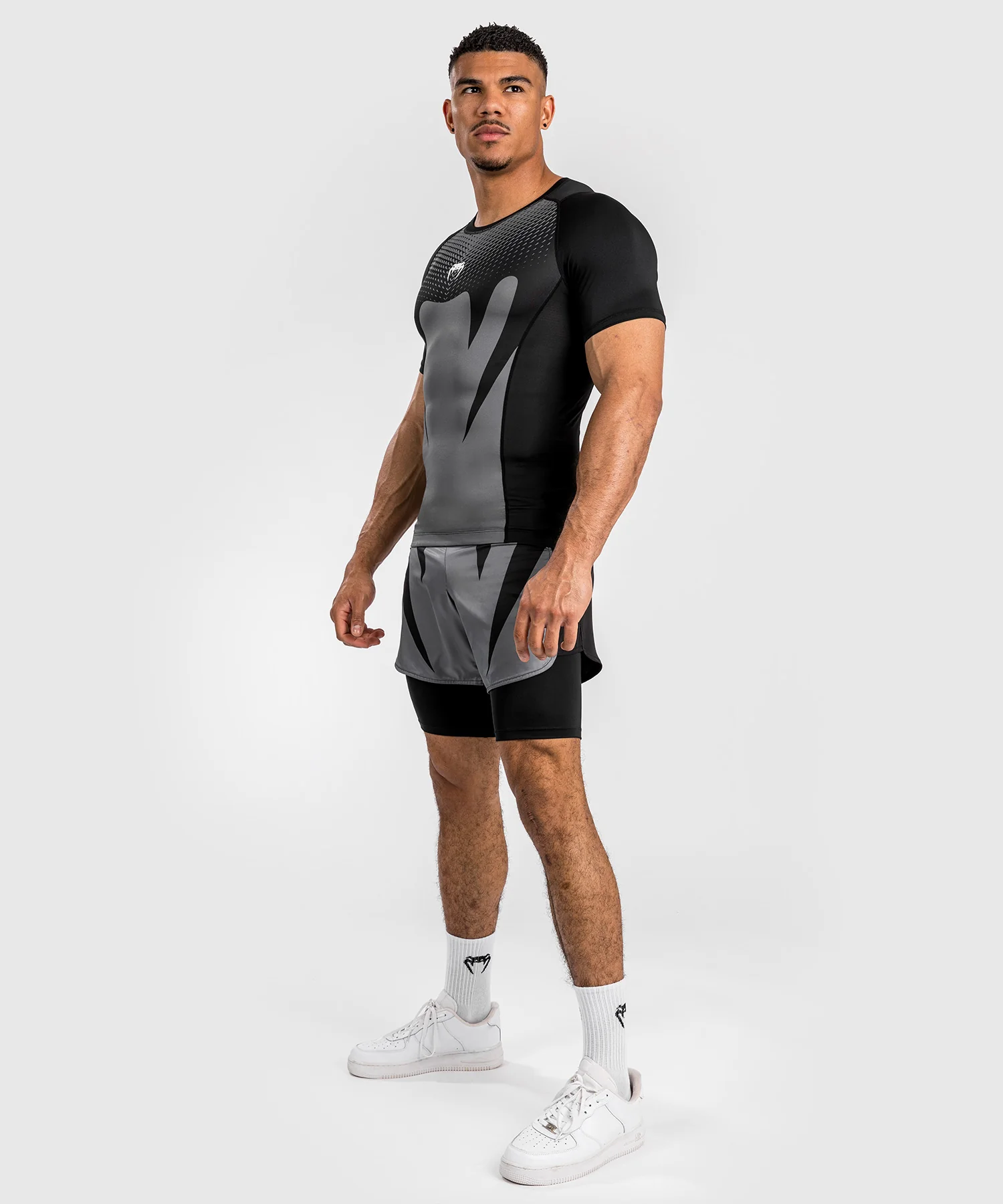 Rashguard à Manches courtes pour Hommes Venum Attack - Noir/Gris - Image 6