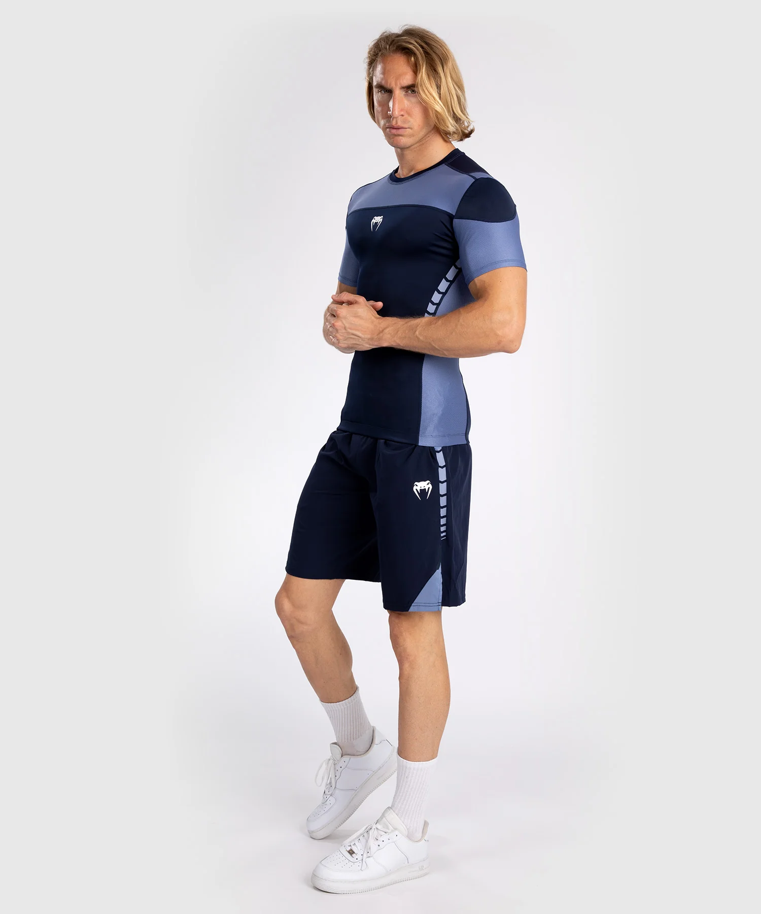 Rashguard À Manches Courtes pour Hommes Venum Tempest - Bleu Marine/Bleu - Image 2