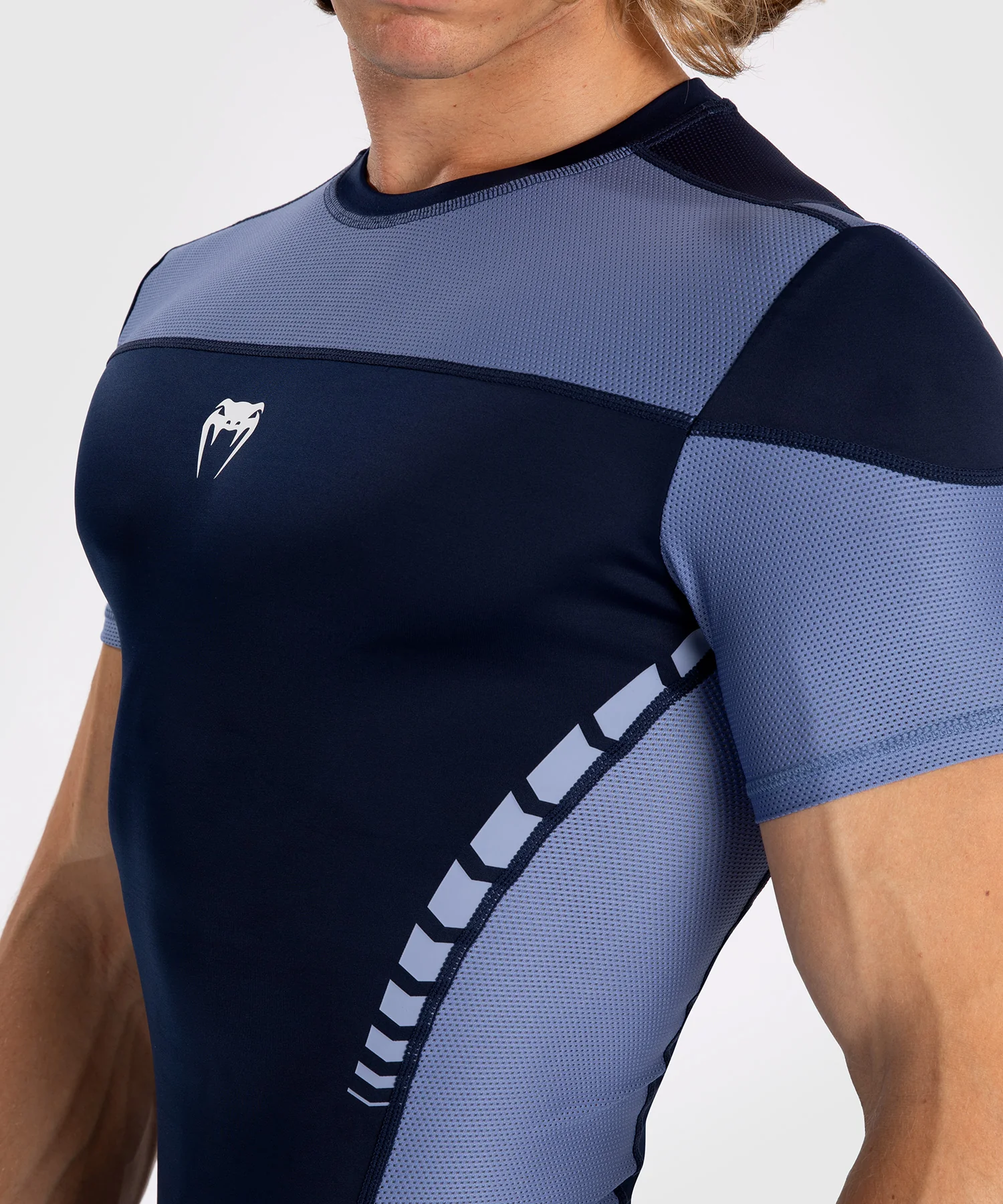 Rashguard À Manches Courtes pour Hommes Venum Tempest - Bleu Marine/Bleu - Image 4