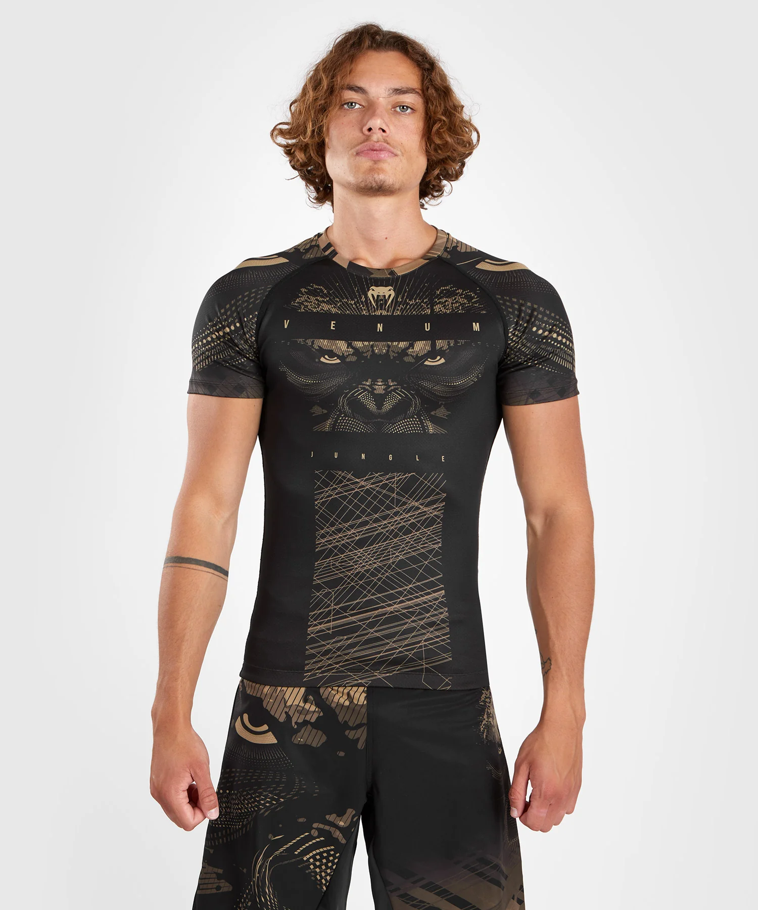 Rashguard à Manches Courtes Venum Gorilla Jungle - Noir/Sable