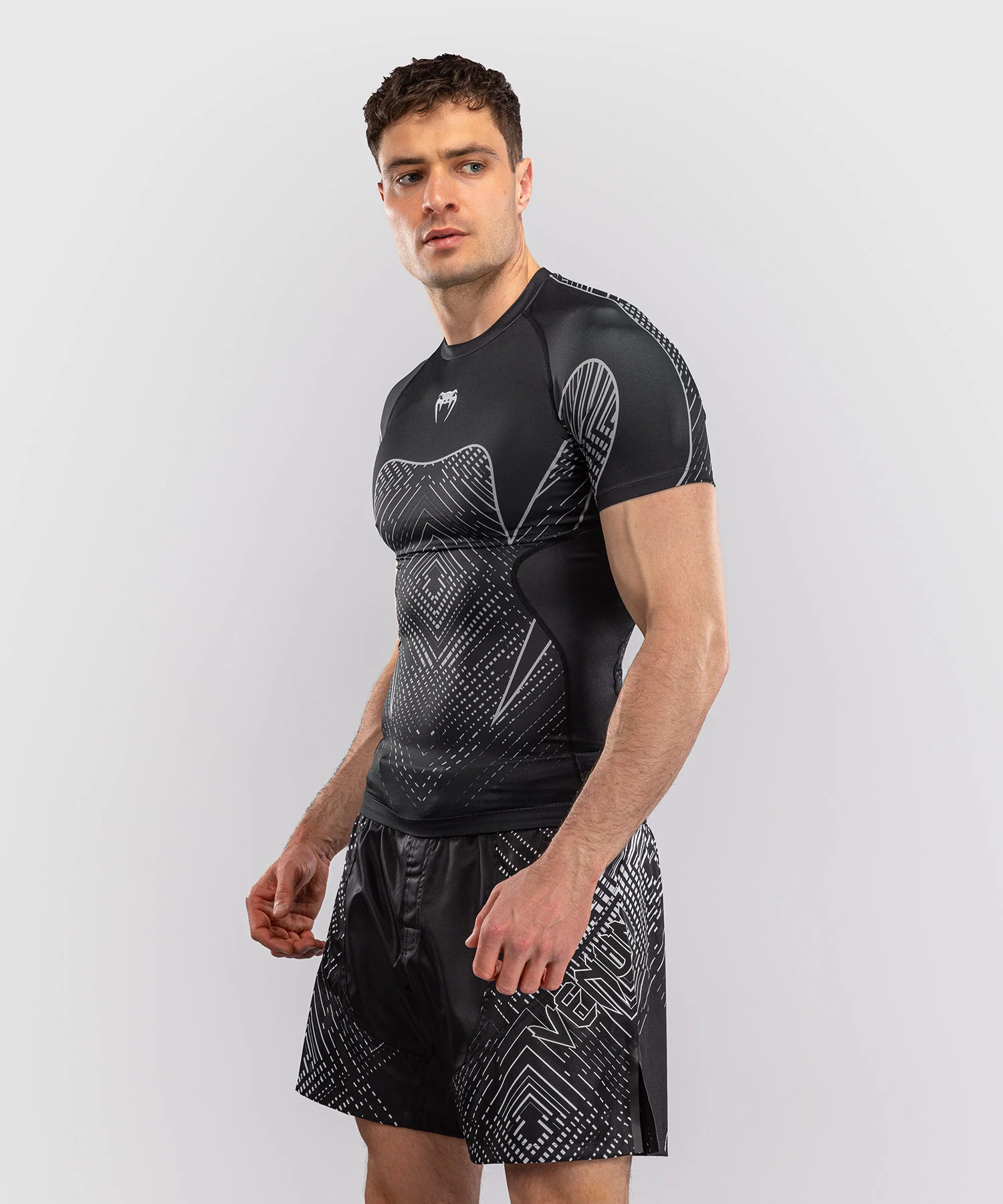 Rashguard à Manches Courtes Venum Midnight Fury – Noir/Gris/Argent - Image 3