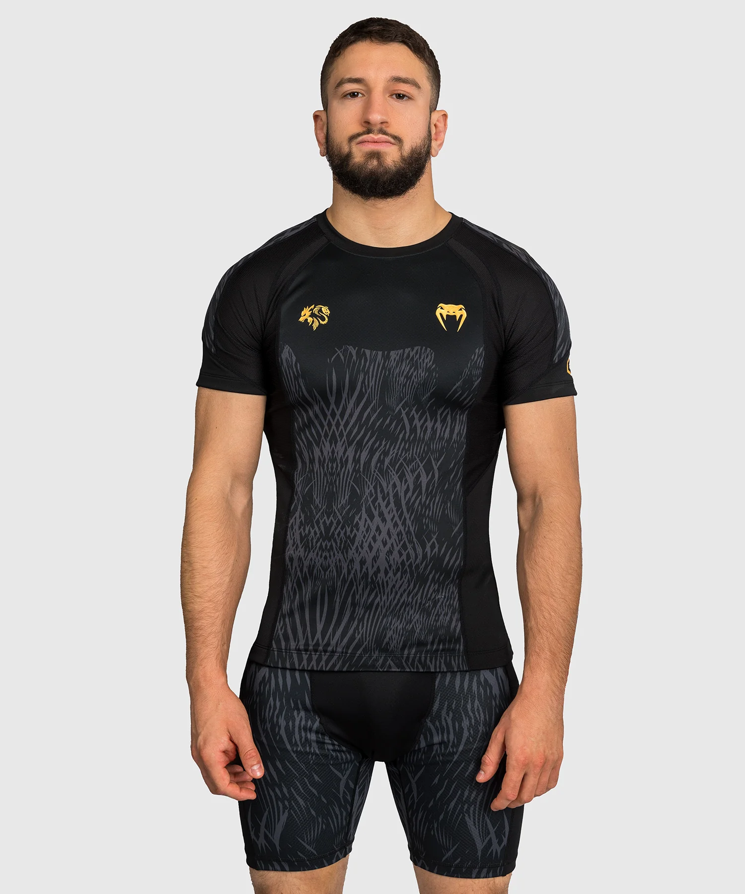 Rashguard à manches courtes Venum x Chimaev - Noir/Gris