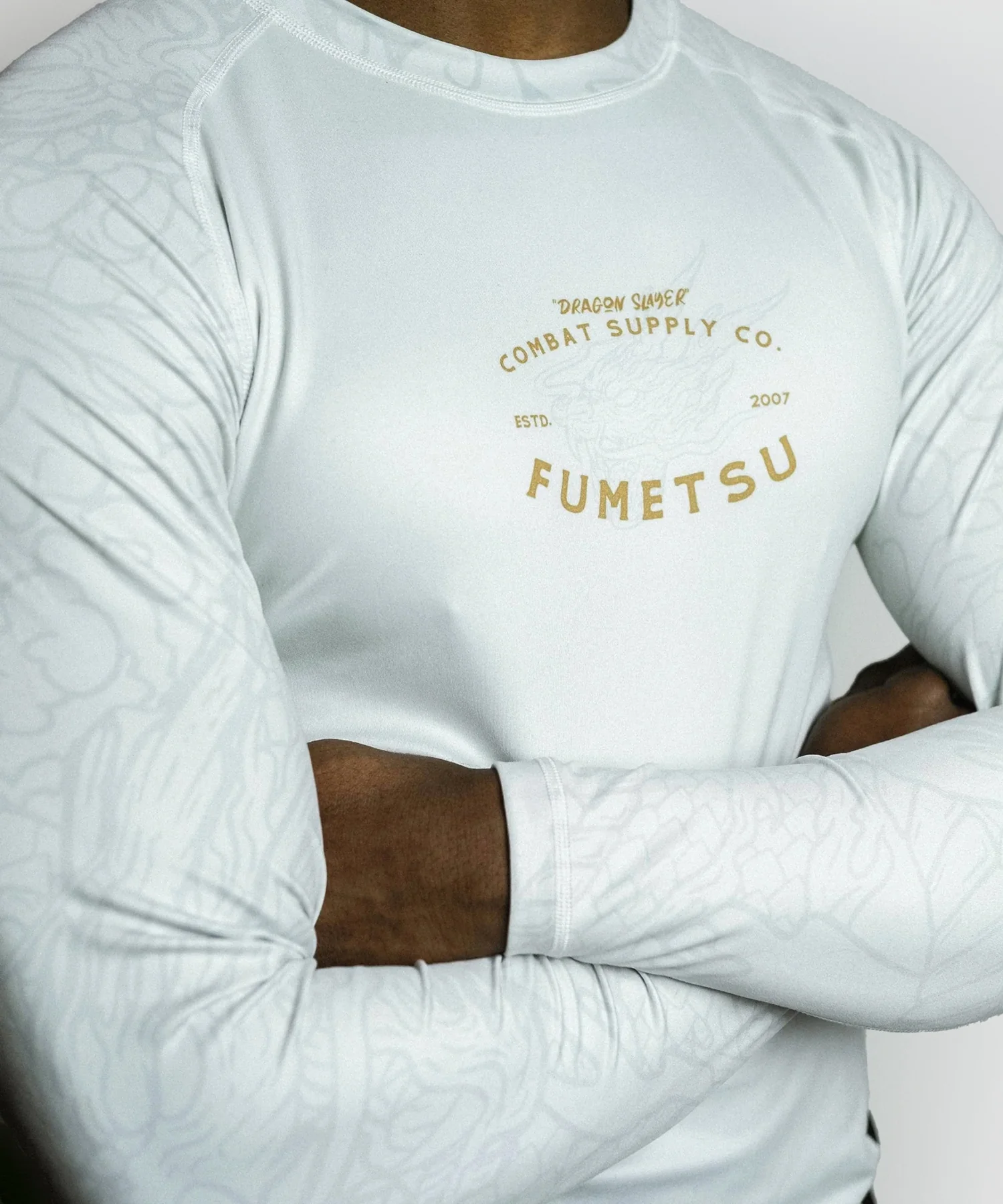 Rashguard À Manches Longues Fumetsu Dragon Slayer - Blanc/Or - Image 3