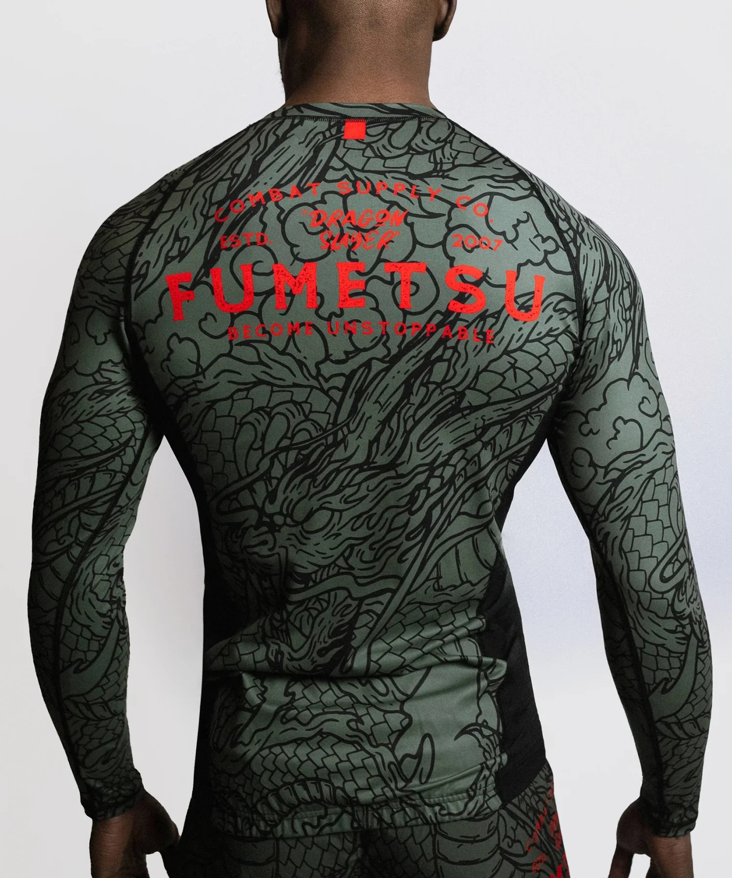 Rashguard À Manches Longues Fumetsu Dragon Slayer - Kaki/Orange - Image 4