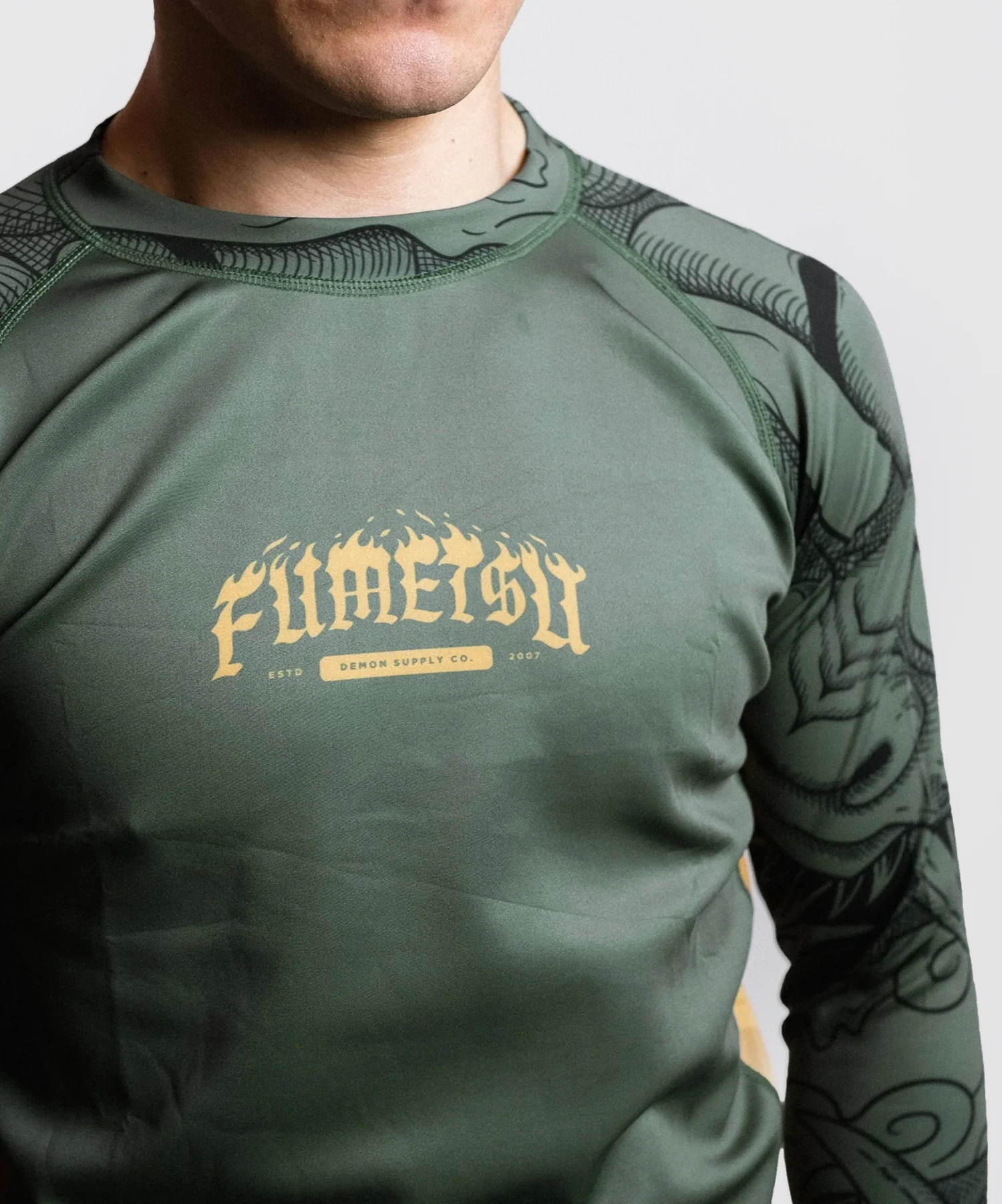 Rashguard À Manches Longues Fumetsu Oni - Kaki/Or/Noir - Image 3