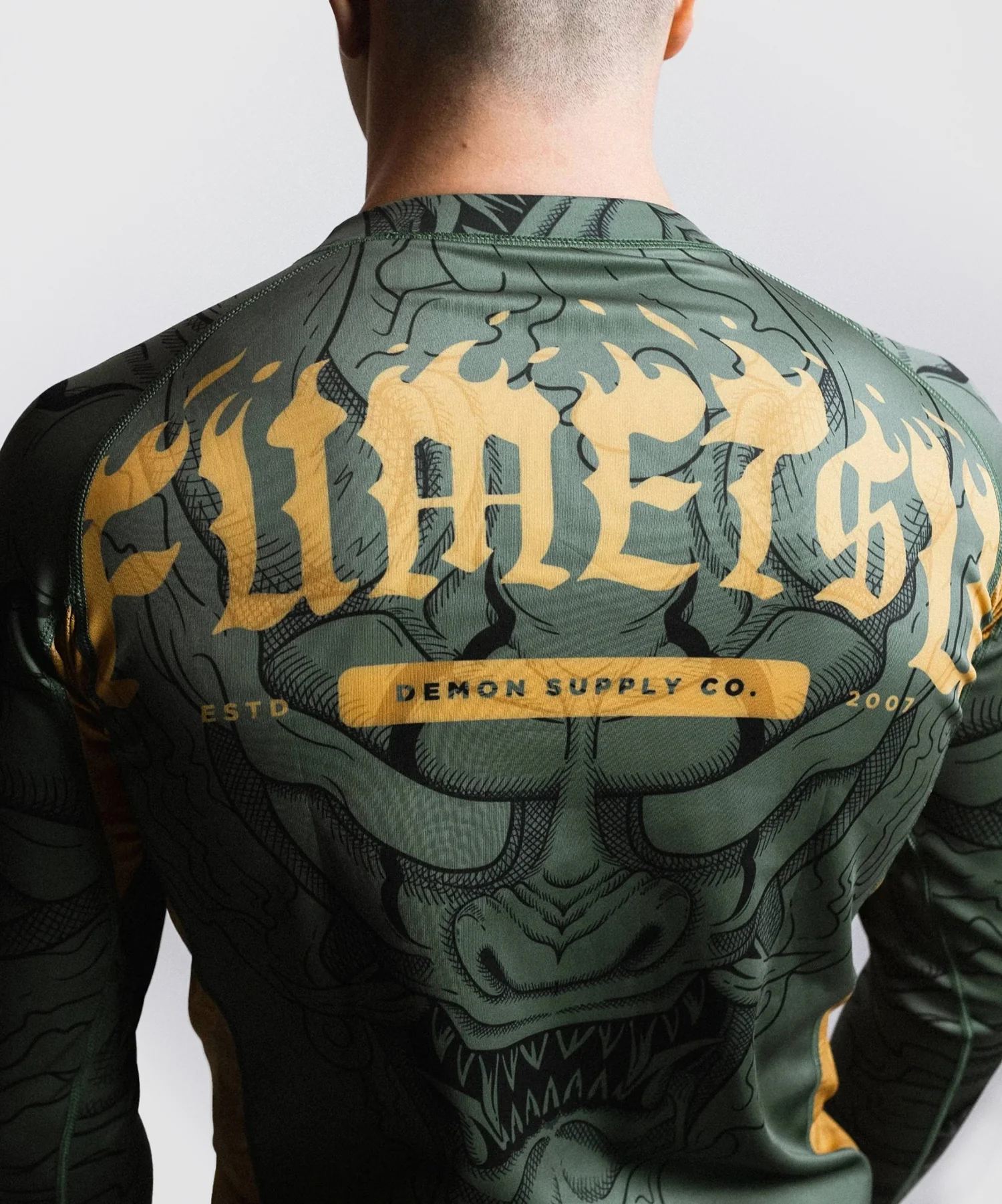Rashguard À Manches Longues Fumetsu Oni - Kaki/Or/Noir - Image 4
