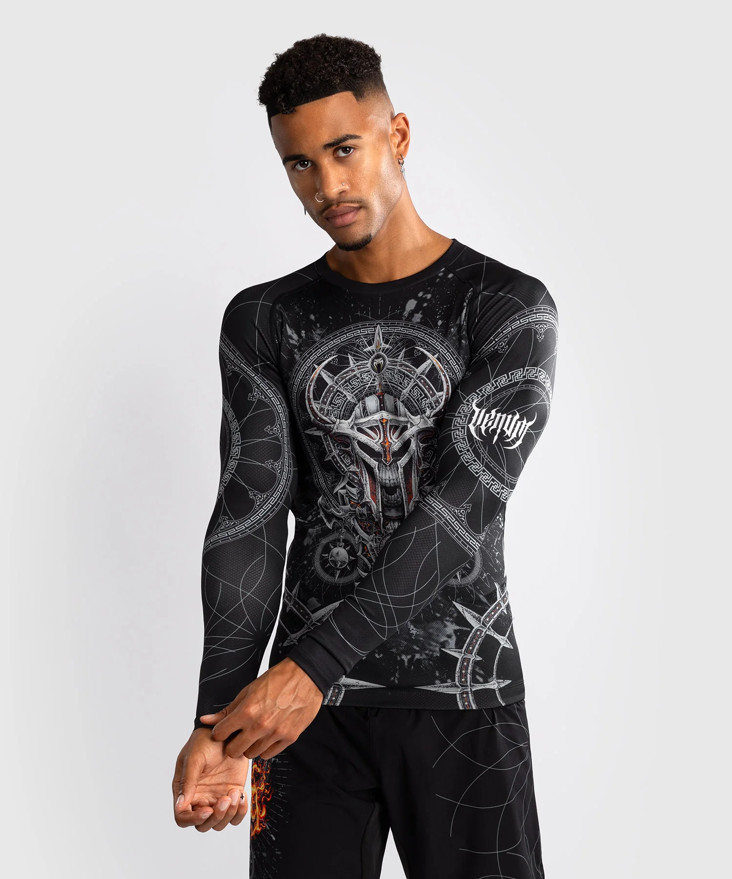 Rashguard à Manches Longues pour Hommes Venum Gladiator 5.0 - Noir/Argent - Image 3