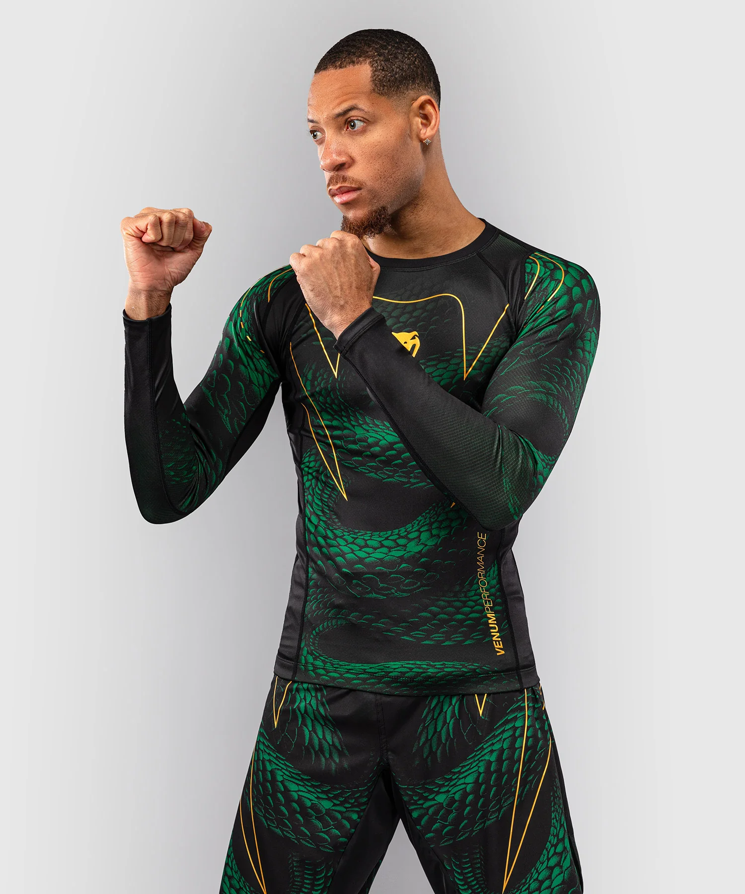 Rashguard à Manches Longues Venum Matupa - Noir/Vert/Or - Image 6