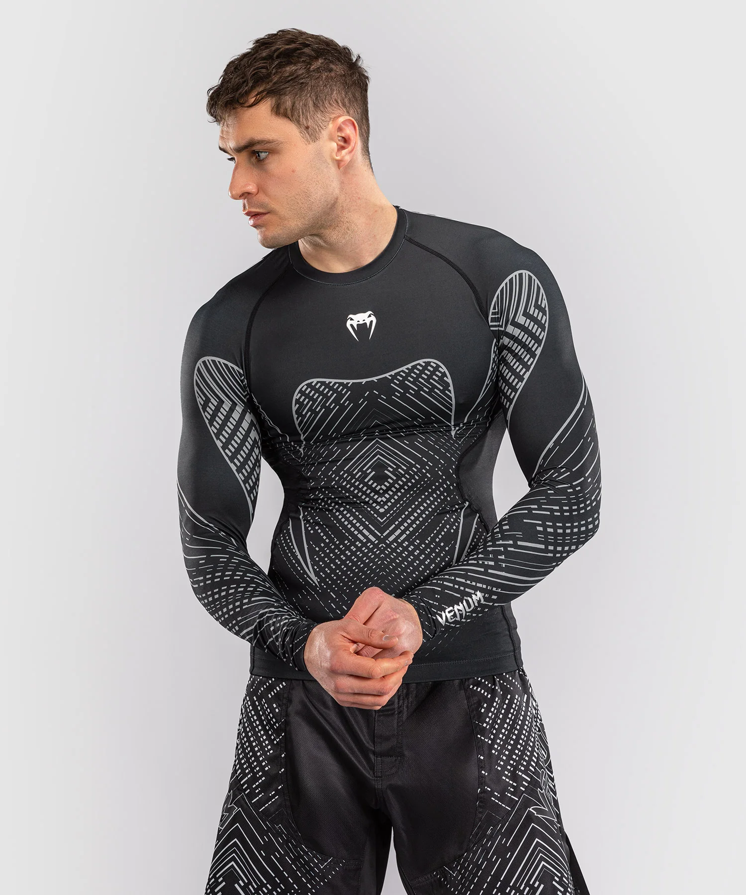 Rashguard à Manches Longues Venum Midnight Fury – Noir/Gris/Argent - Image 3